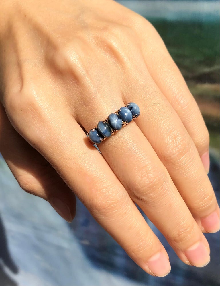 Blue Sapphire & 18k Gold Stardust Ring main image 1