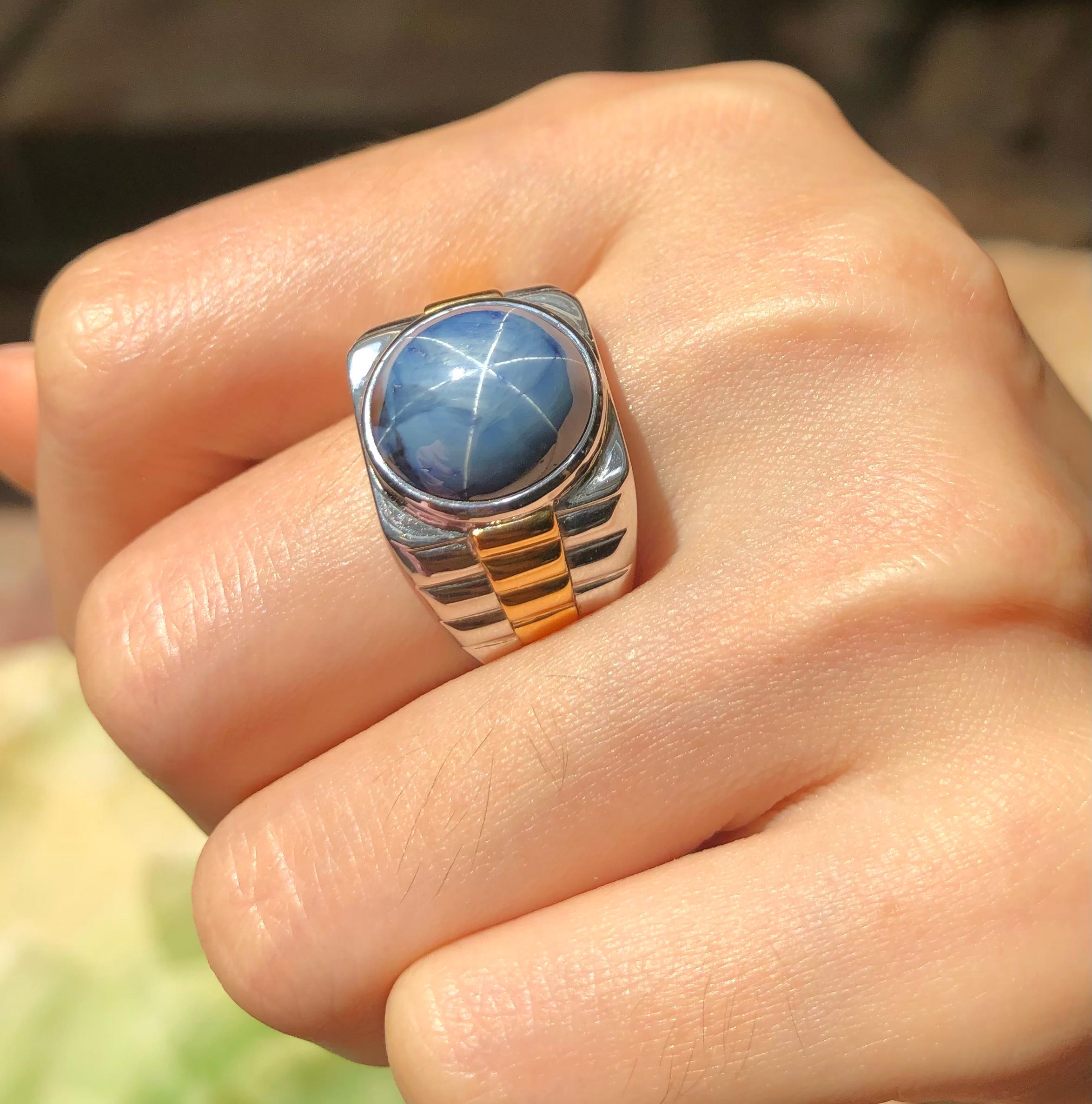 men's blue star sapphire ring