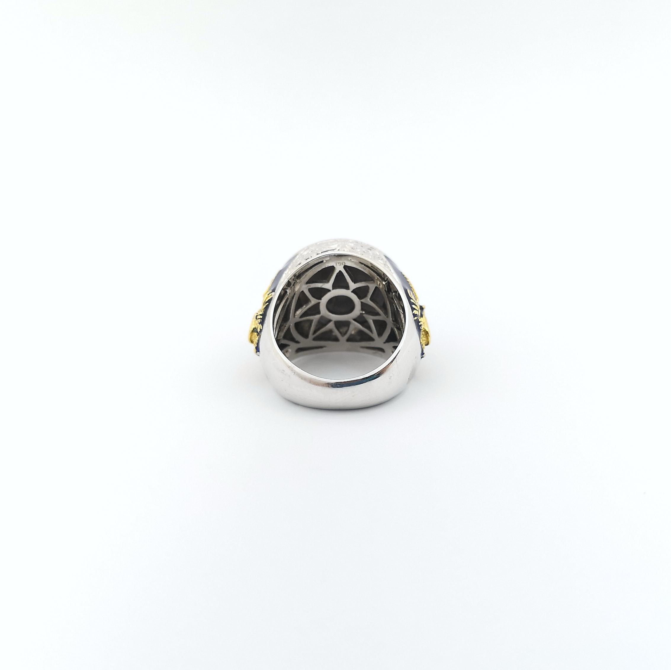 Blue Star Sapphire Ring set in 18K White Gold Settings For Sale 7
