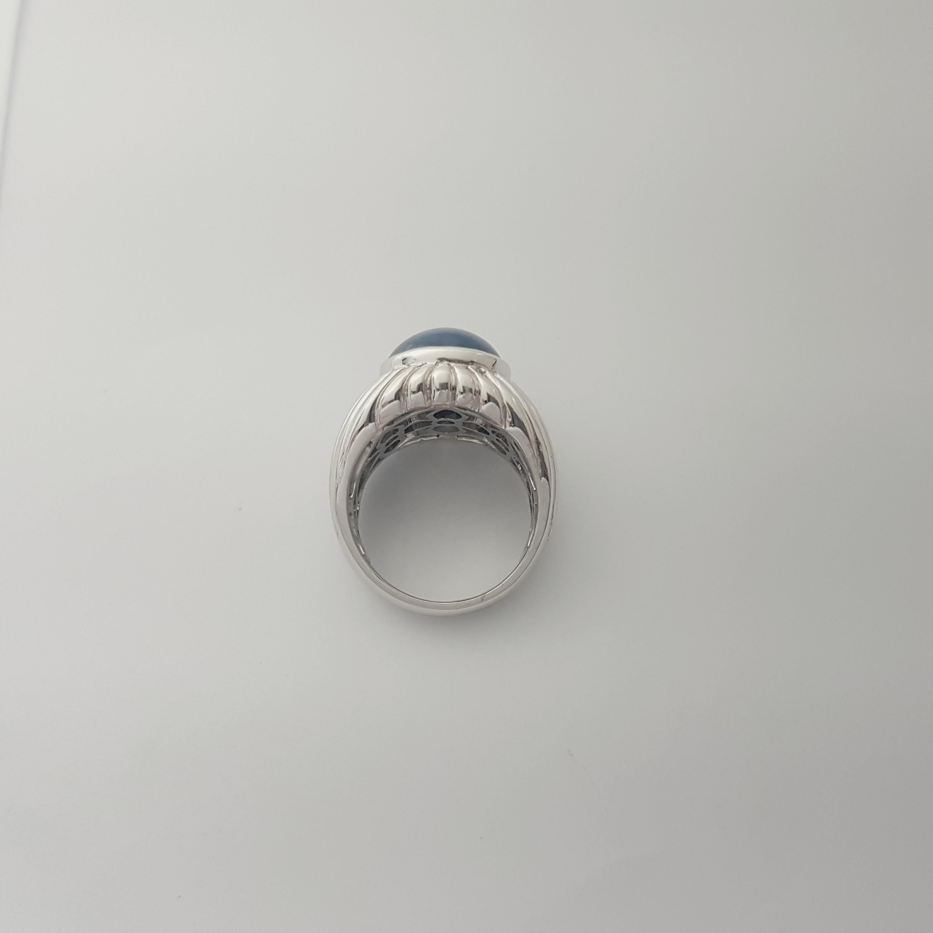 Blue Star Sapphire Ring set in Platinum 950 Settings For Sale 4