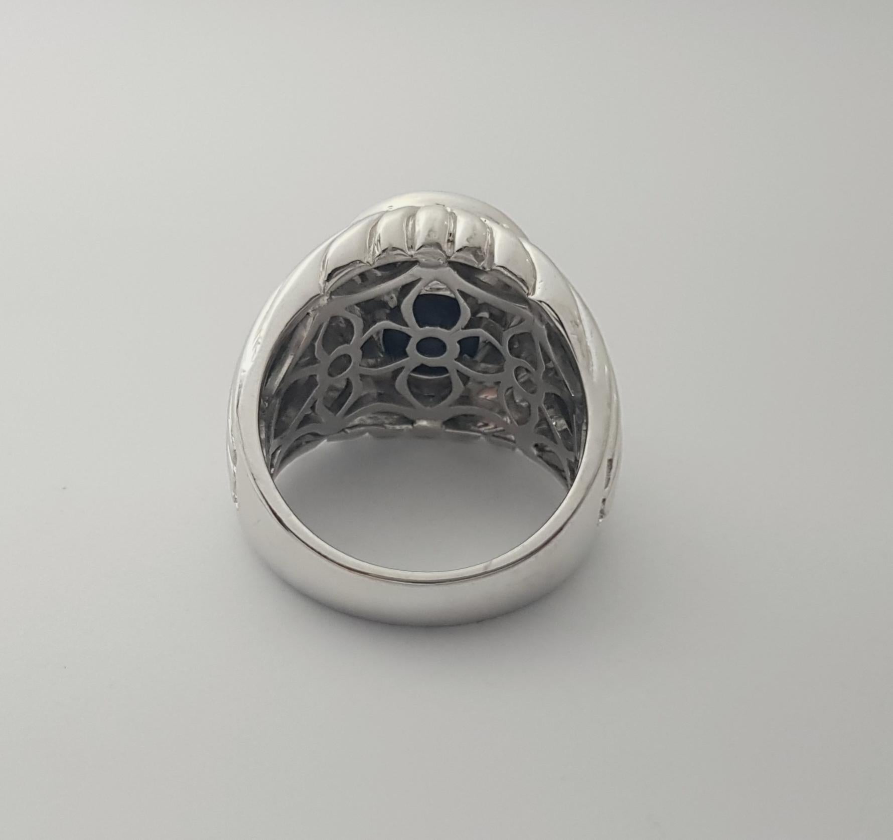 Blue Star Sapphire Ring set in Platinum 950 Settings For Sale 5