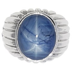 Blue Star Sapphire Ring set in Platinum 950 Settings