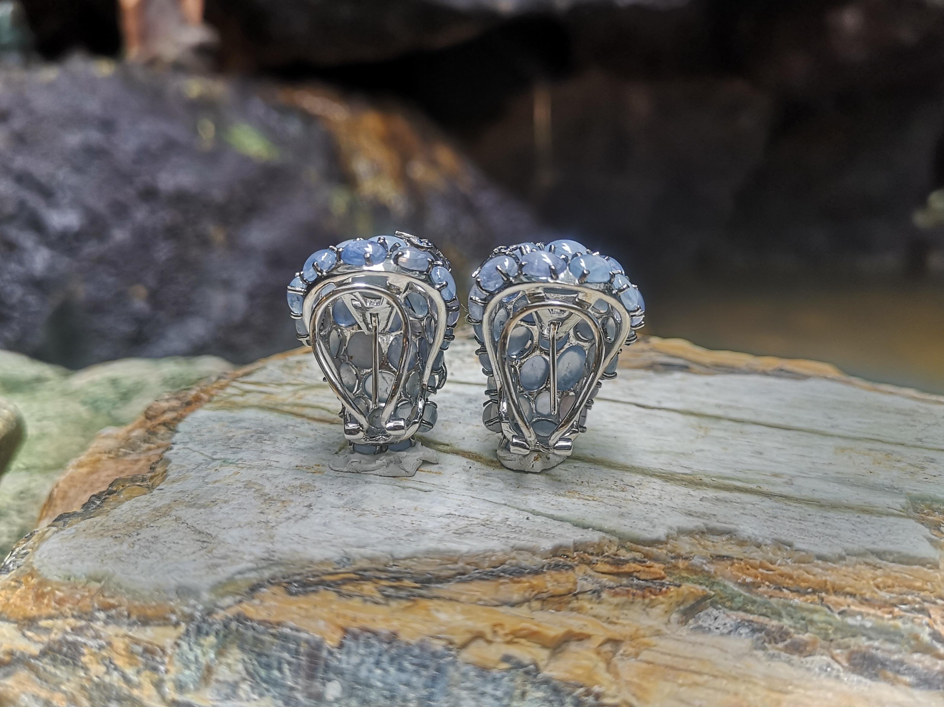 Ohrringe aus 18 Karat Weißgold mit blauem Sternsaphir, blauem Saphir und Diamant 1