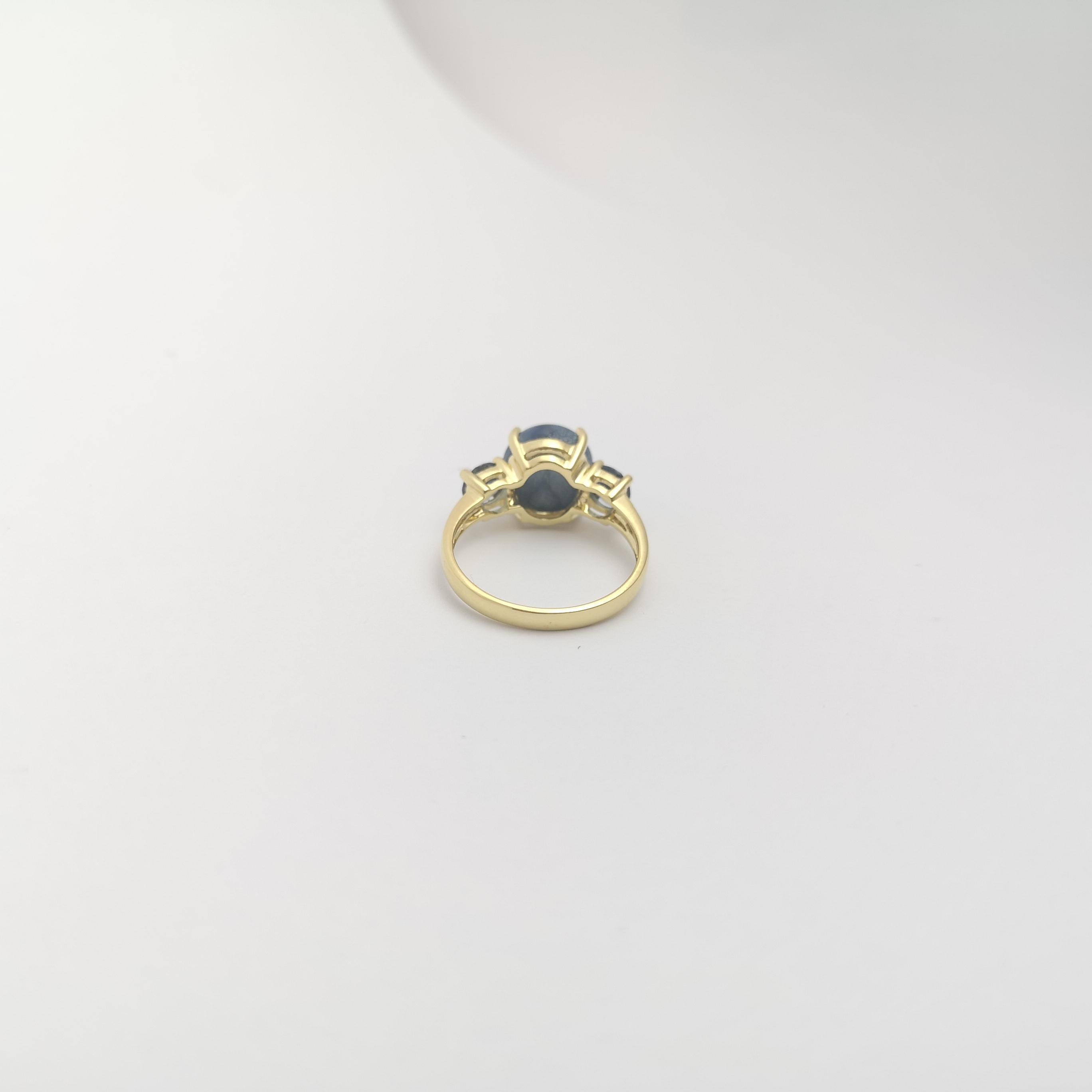 Blue Star Sapphire with Blue Sapphire Ring set in 18K Gold Settings For Sale 2