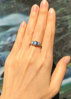 Blue Star Sapphire with Diamond Ring Et in 18 Karat Gold Settings