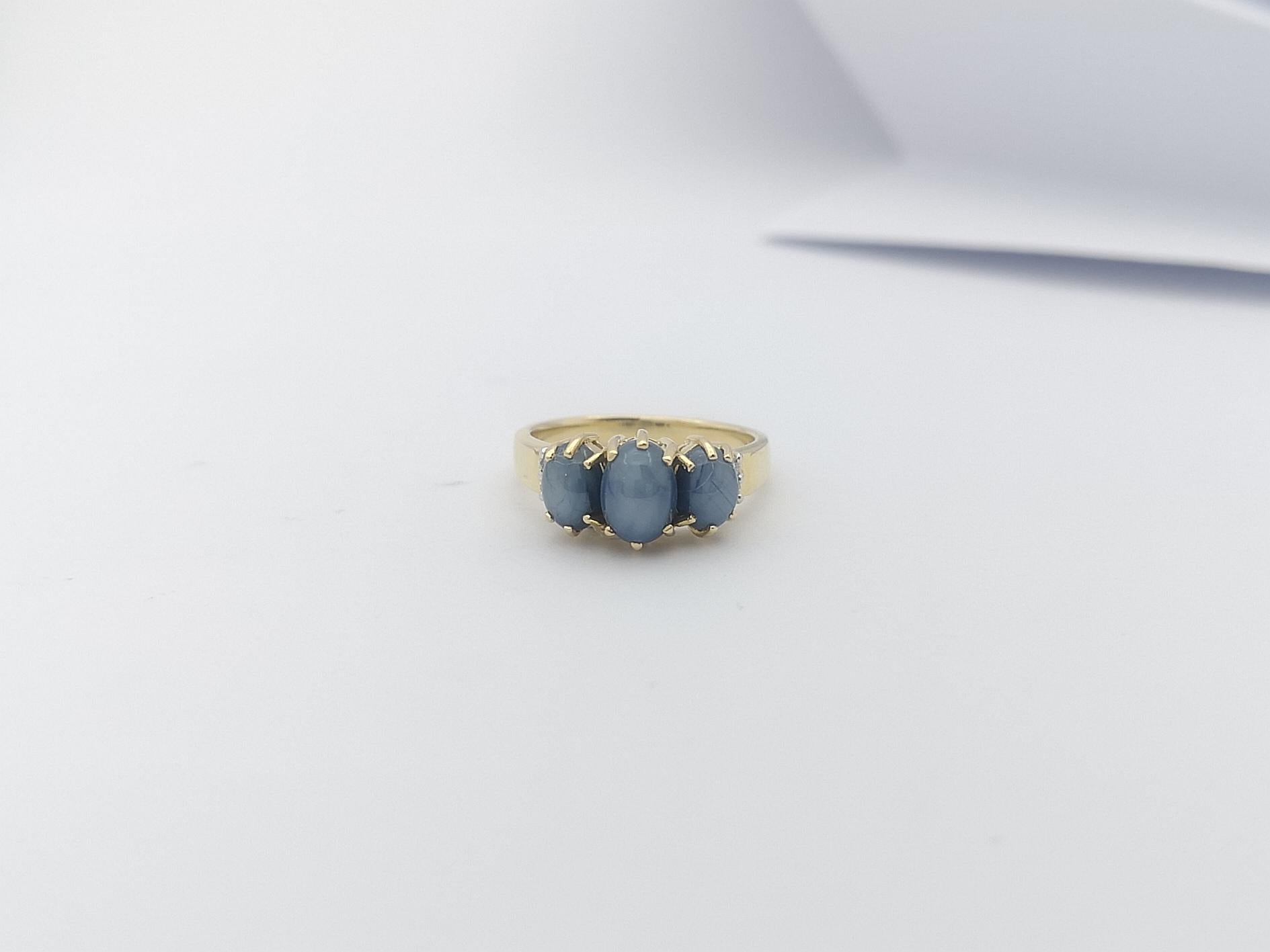 Blue Star Sapphire with Diamond Ring set in 18 Karat Gold Settings For Sale 2