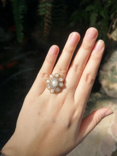 Blue Star Sapphire with Diamond Ring Set in 18 Karat Gold Settings