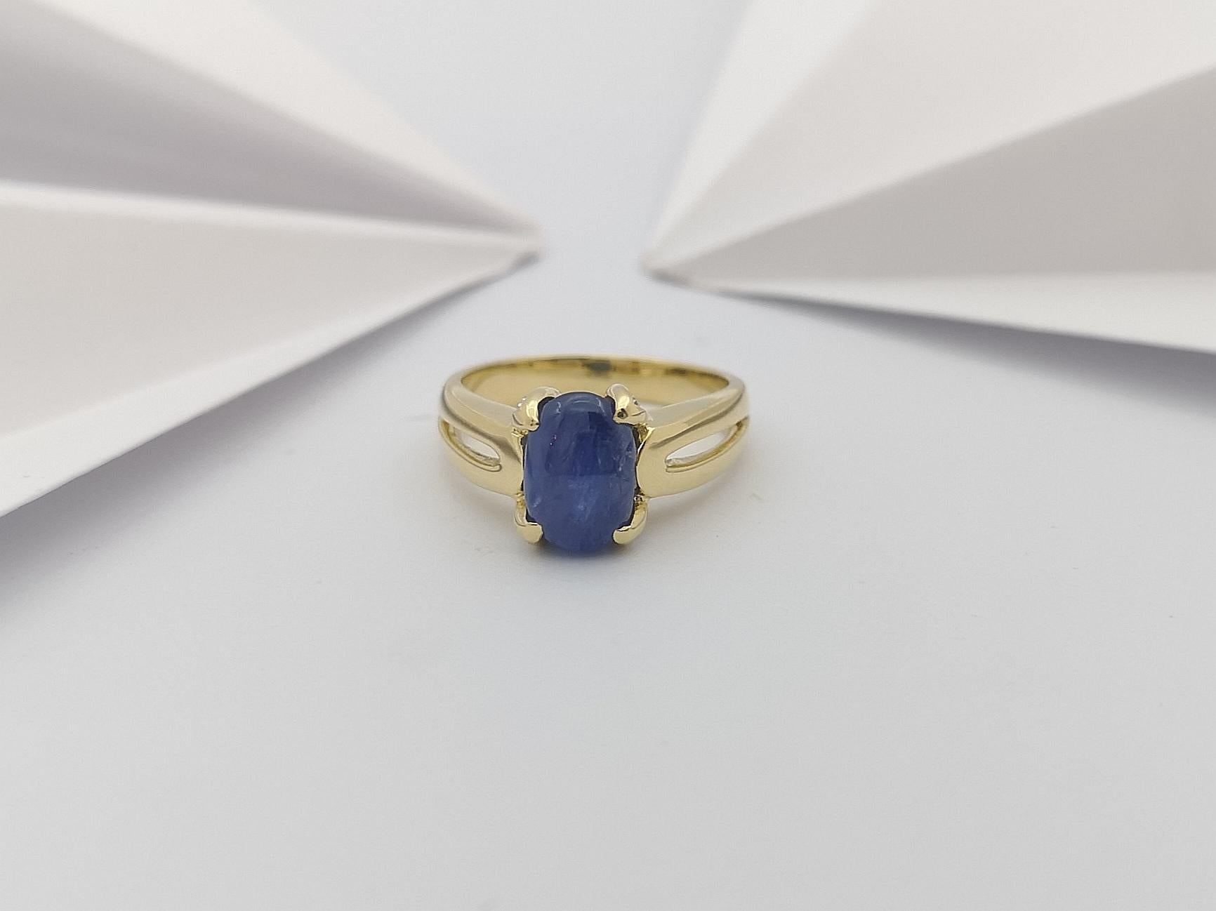 Women's Blue Star Sapphire with Diamond Ring Set in 18 Karat Gold Settings For Sale