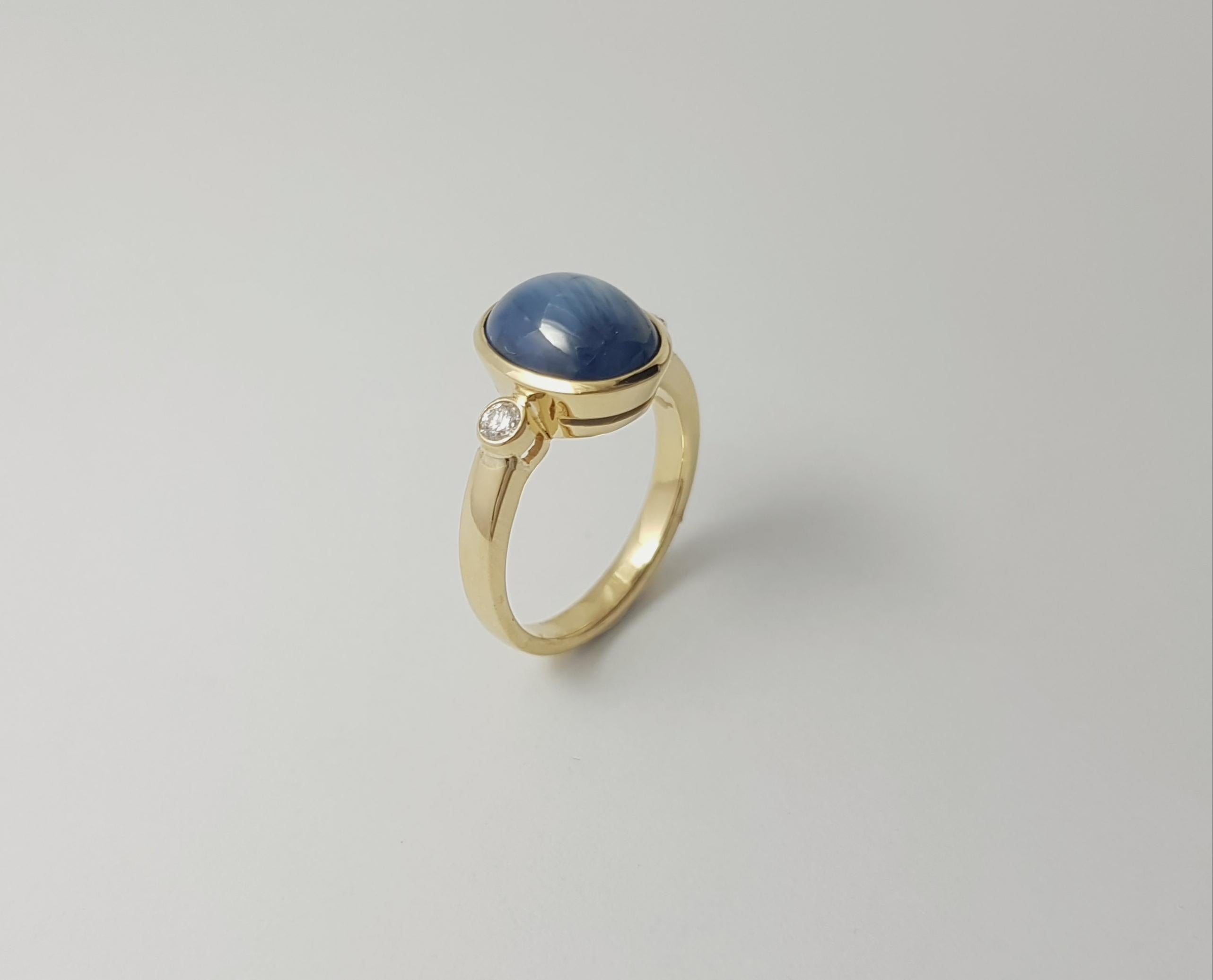 Blauer Sternsaphir mit Diamantring in 18K Goldfassungen gefasst im Angebot 5