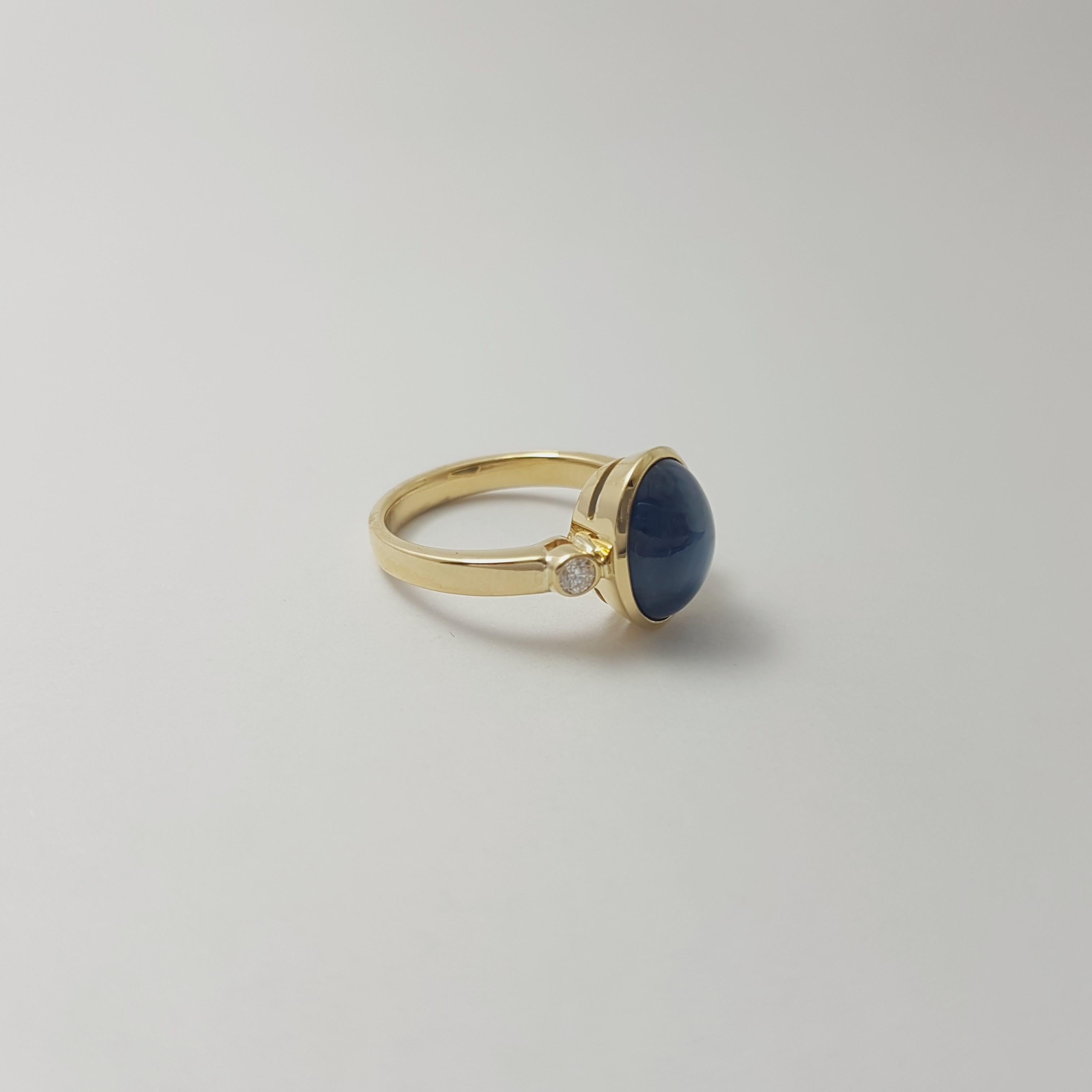Blauer Sternsaphir mit Diamantring in 18K Goldfassungen gefasst im Angebot 6