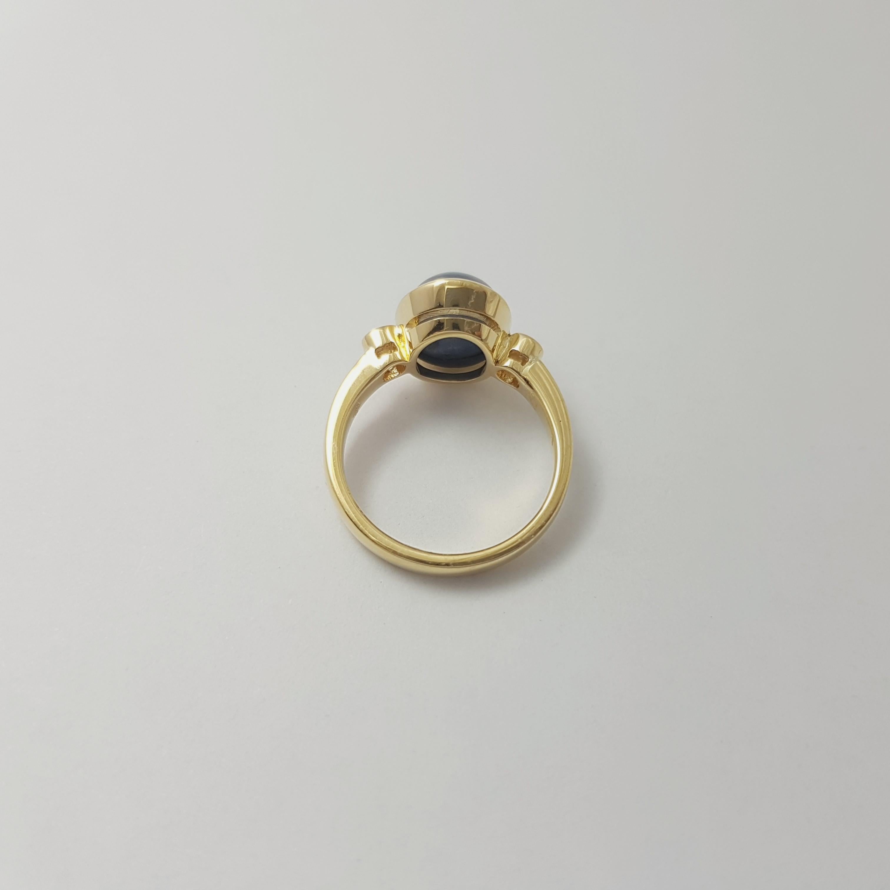 Blauer Sternsaphir mit Diamantring in 18K Goldfassungen gefasst im Angebot 7