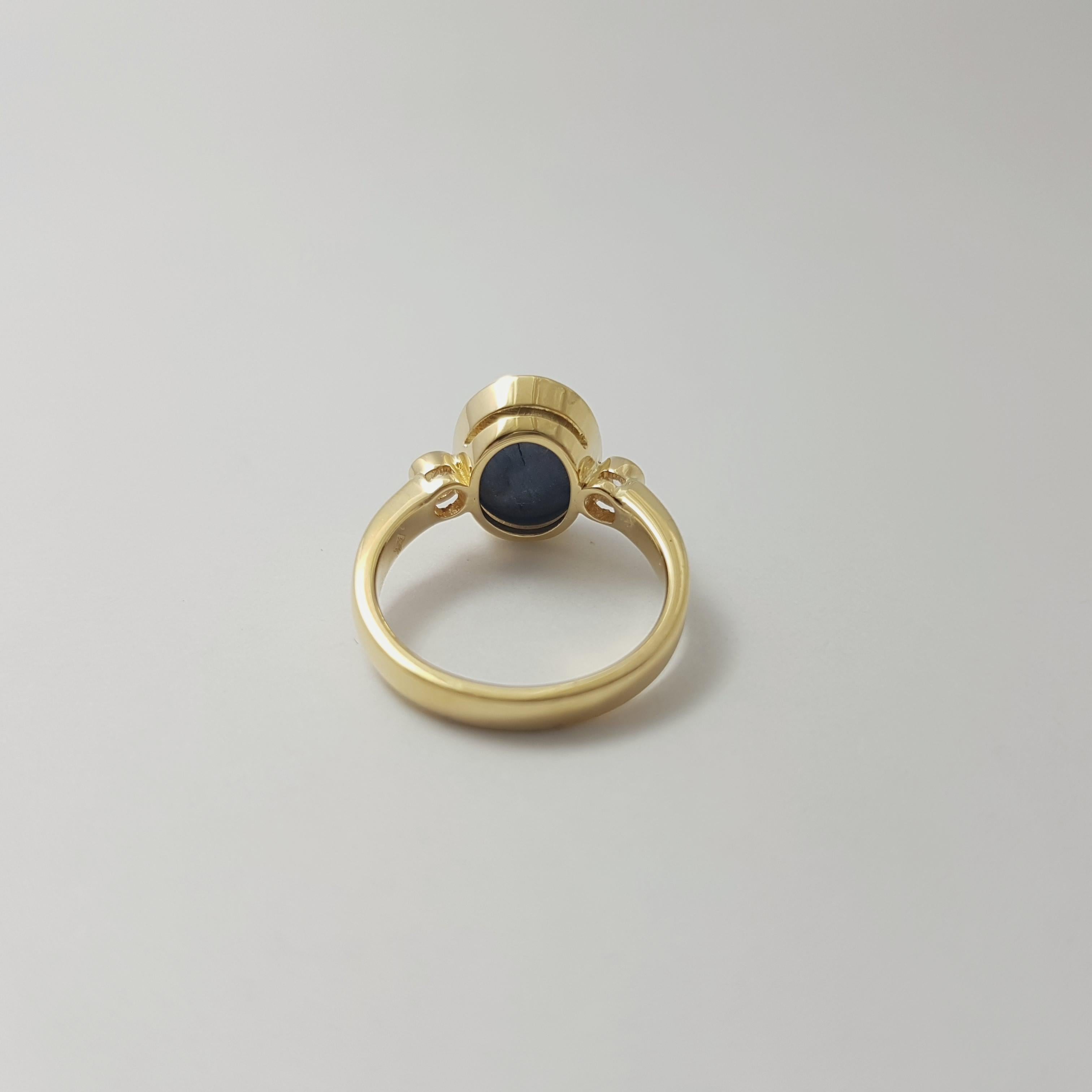 Blauer Sternsaphir mit Diamantring in 18K Goldfassungen gefasst im Angebot 8