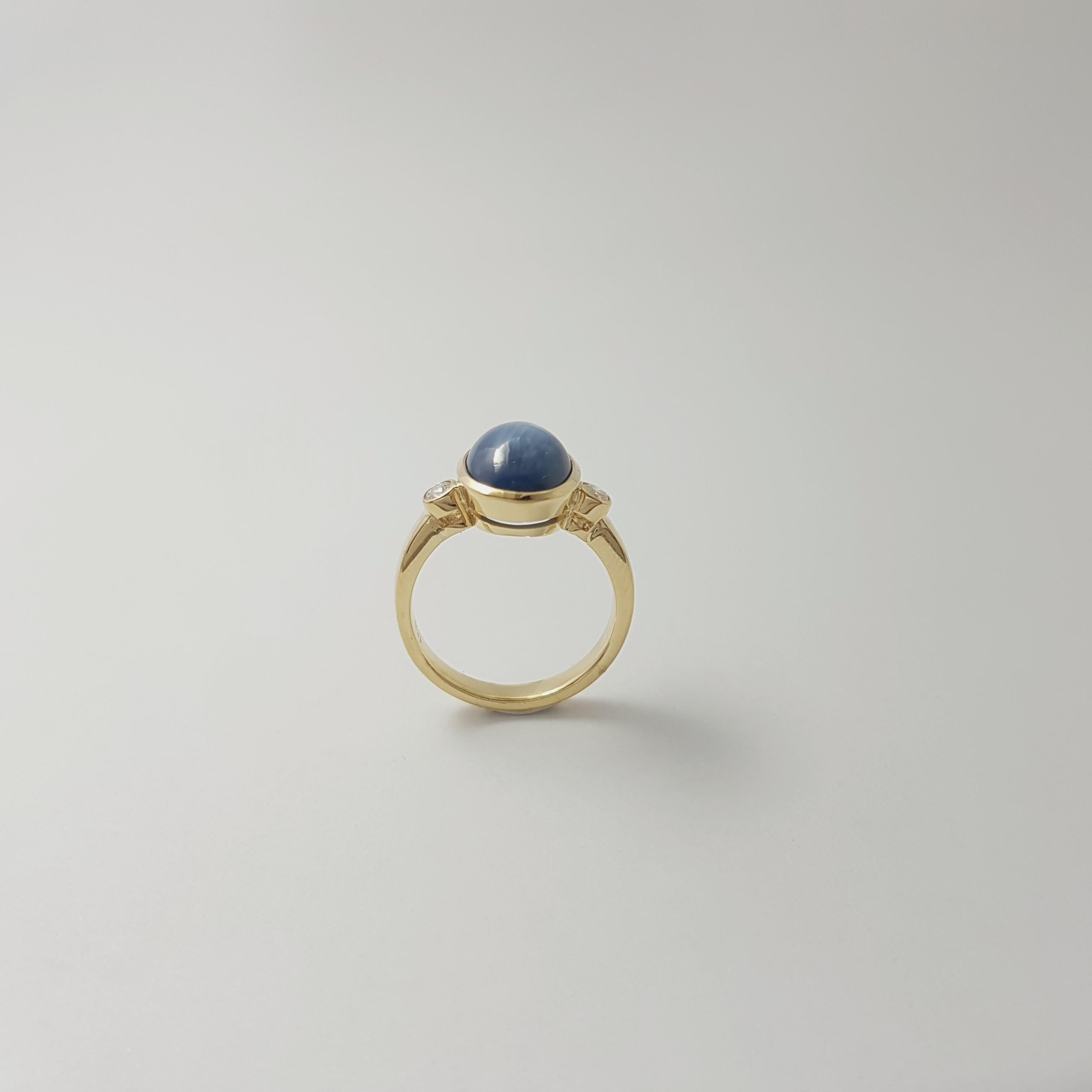 Blauer Sternsaphir mit Diamantring in 18K Goldfassungen gefasst im Angebot 3