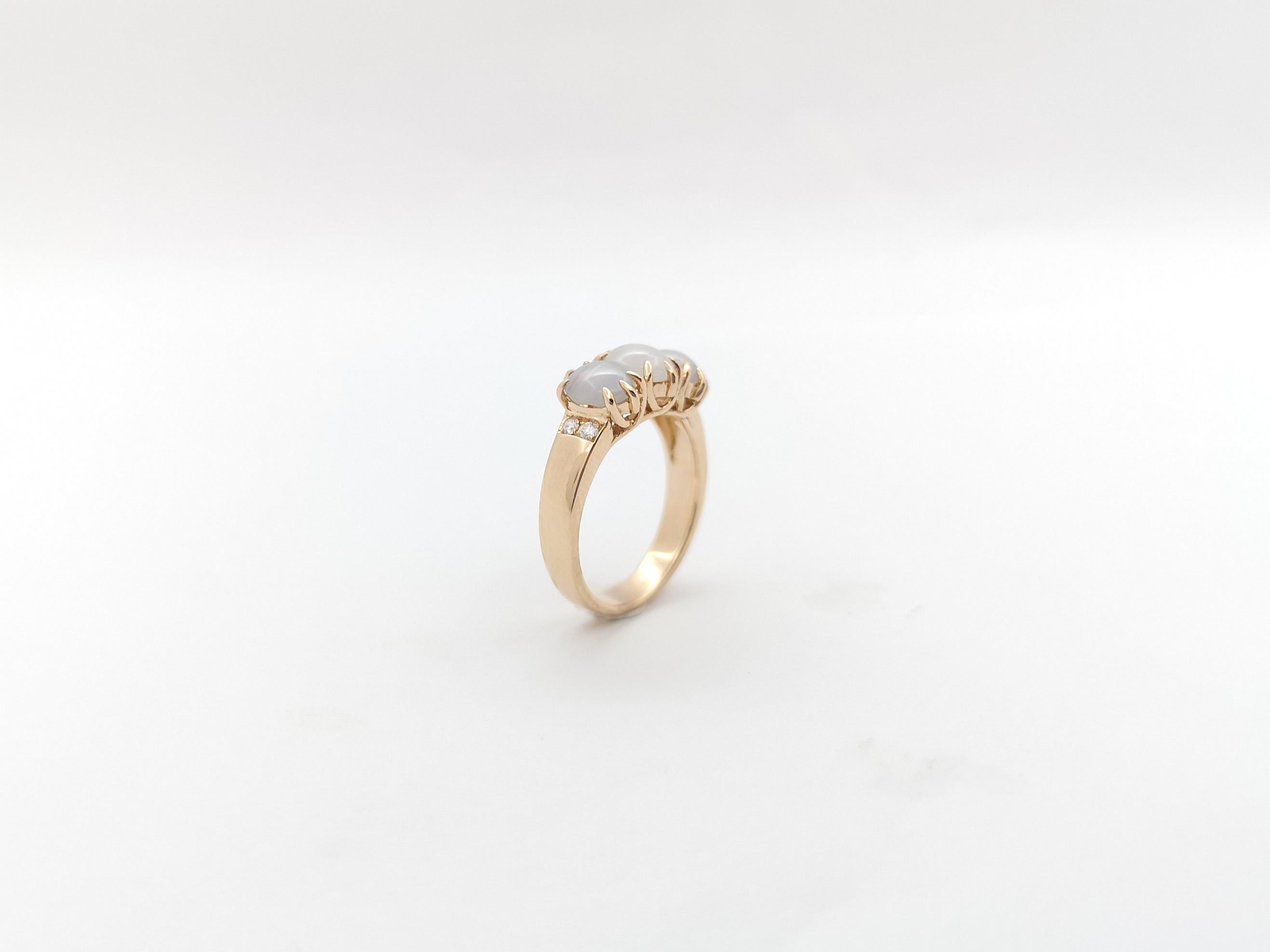 Blue Star Sapphire with Diamond Ring set in 18K Rose Gold Settings For Sale 6