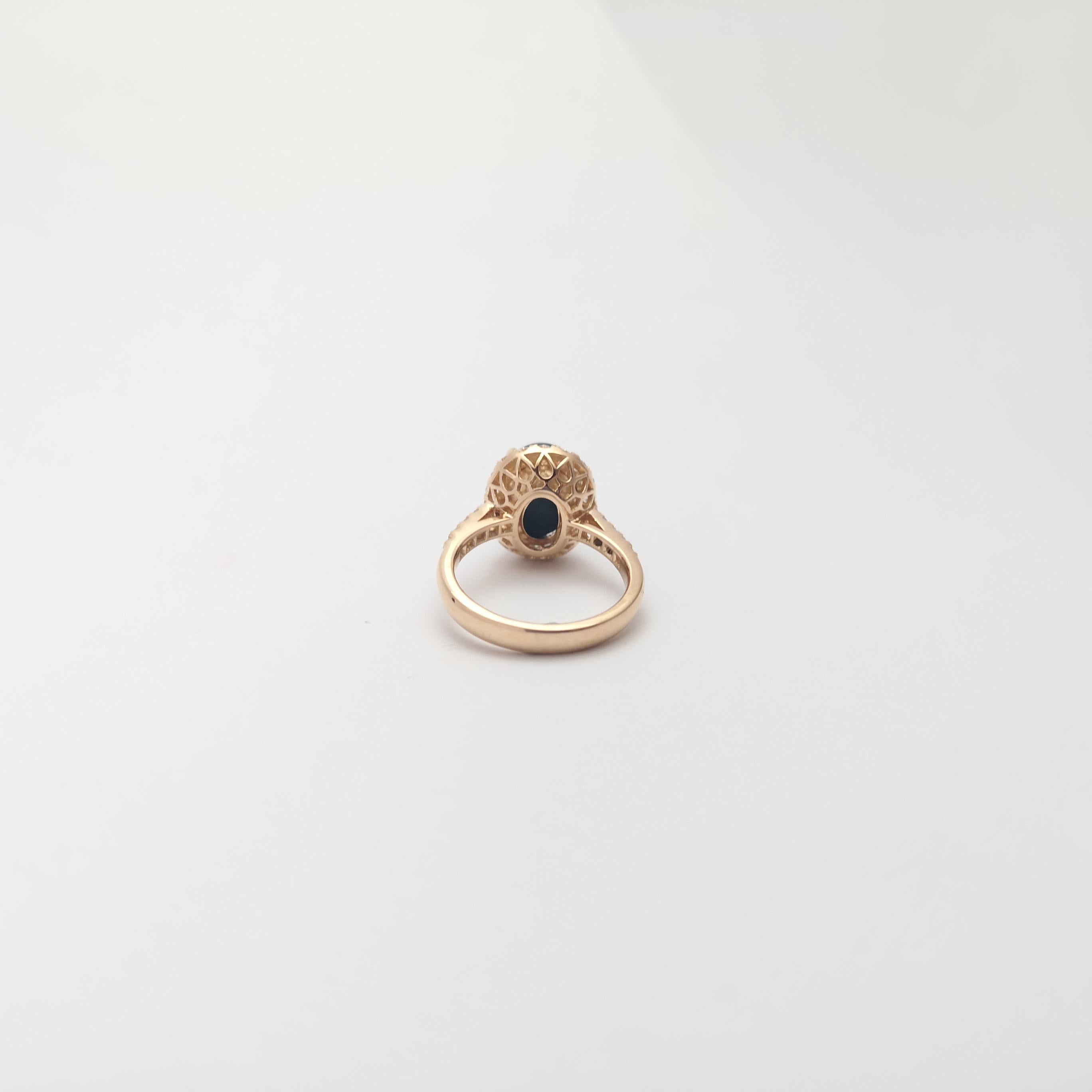 Blue Star Sapphire with Diamond Ring set in 18K Rose Gold Settings For Sale 6