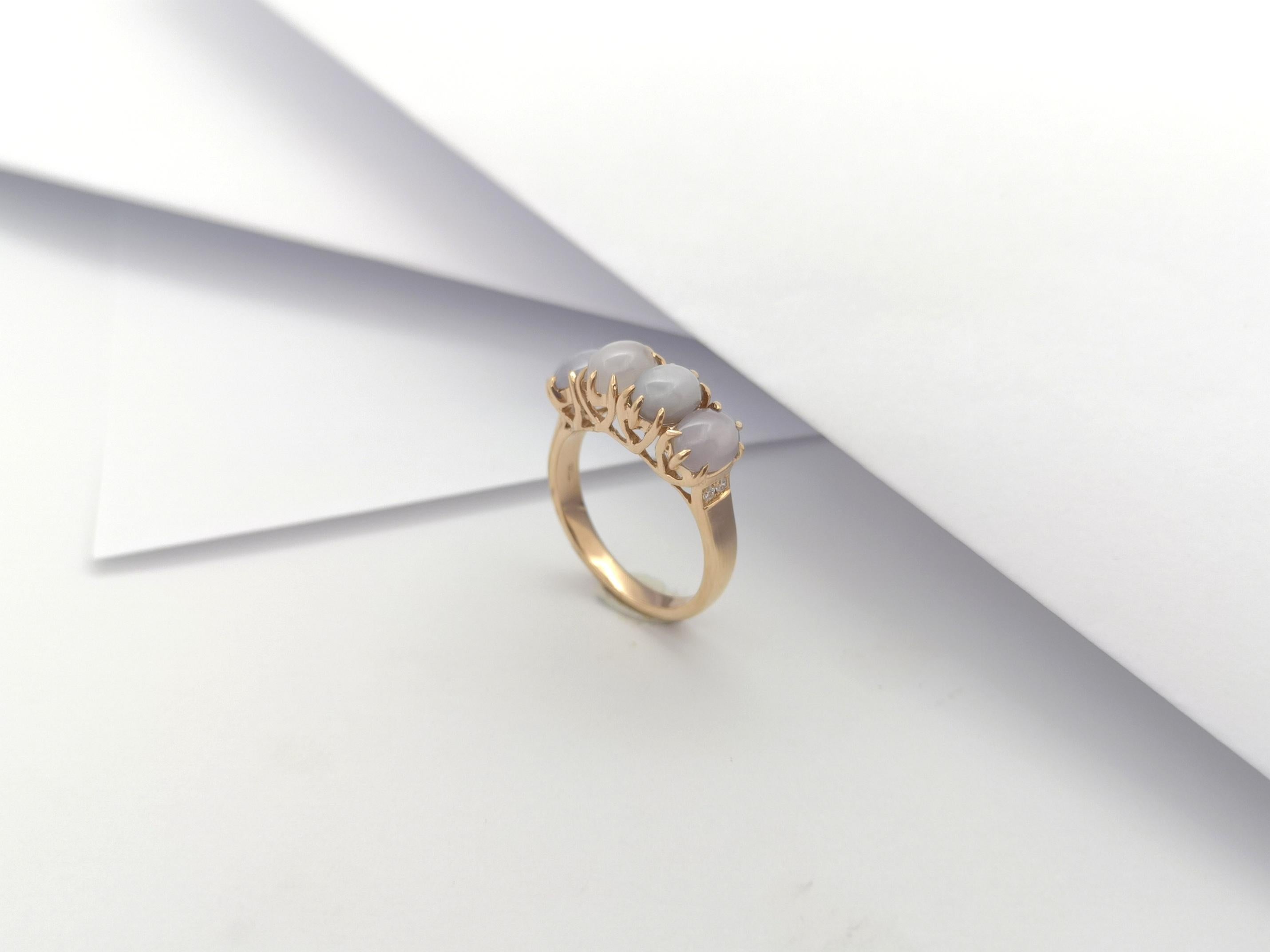 Blue Star Sapphire with Diamond Ring set in 18K Rose Gold Settings For Sale 10
