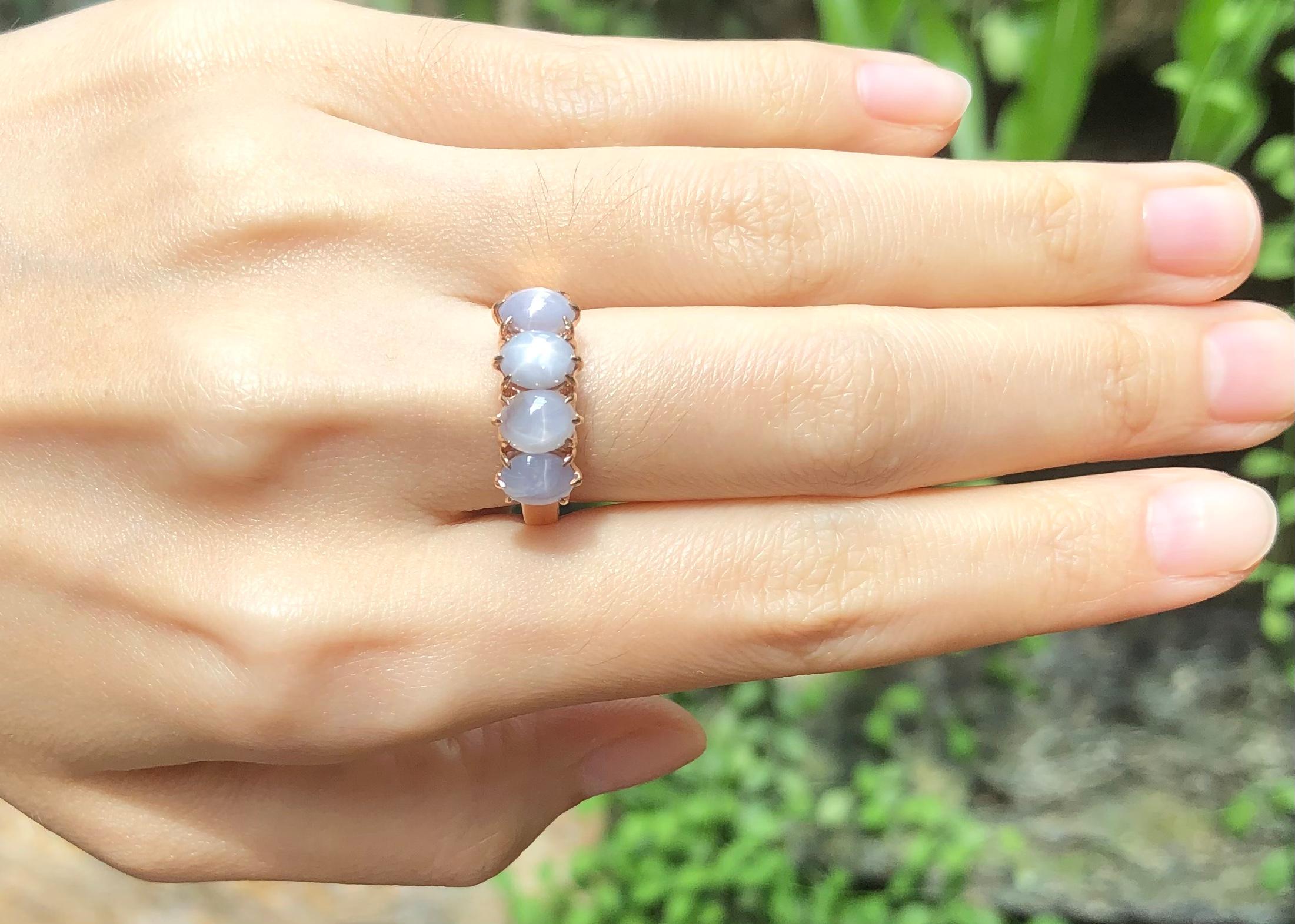 Star Sapphire 4.64 carats with Diamond 0.04 carat Ring set in 18K Rose Gold Settings

Width:  1.7 cm 
Length: 0.7 cm
Ring Size: 53
Total Weight: 5.09 grams

