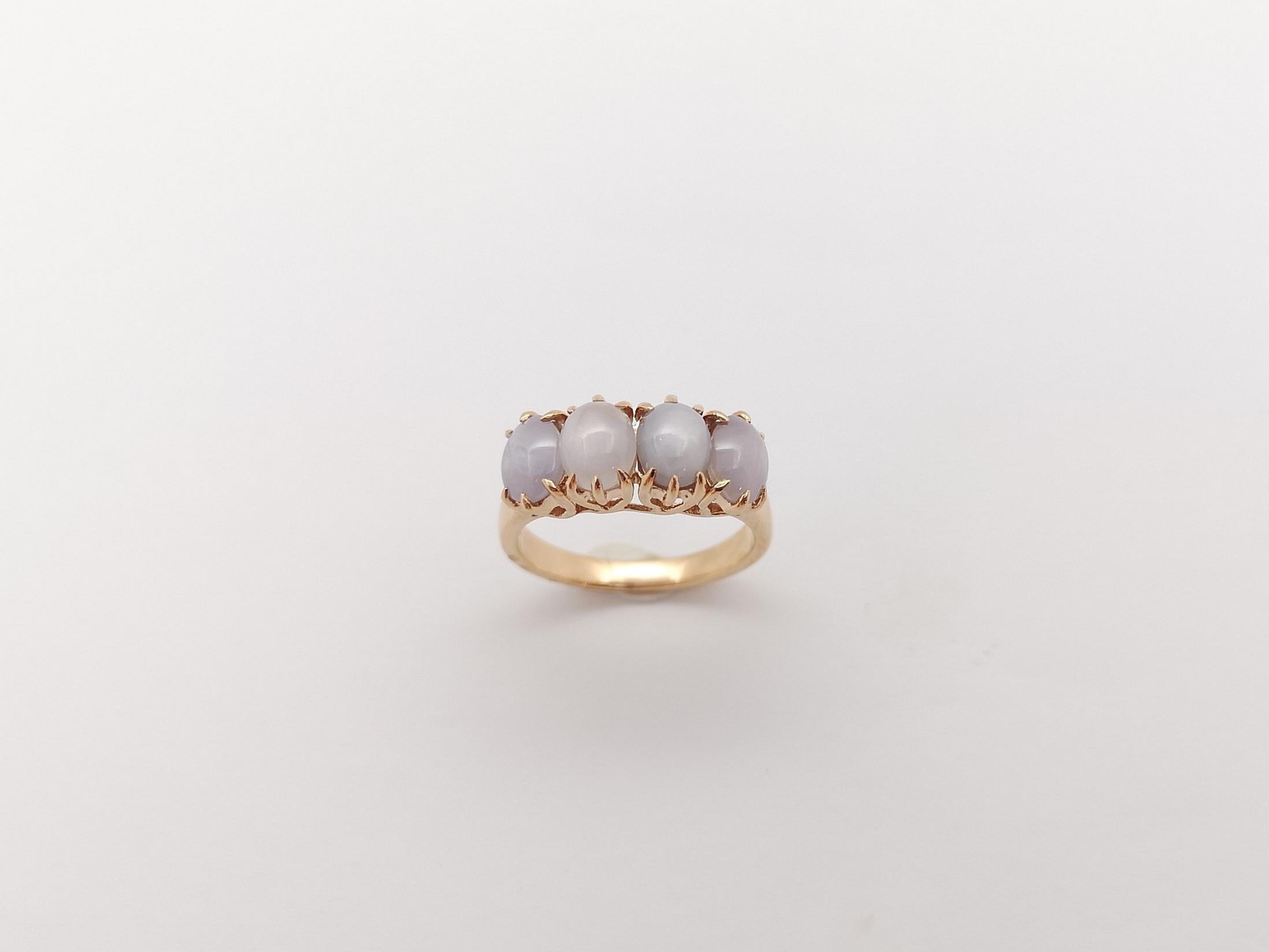 Blue Star Sapphire with Diamond Ring set in 18K Rose Gold Settings For Sale 1