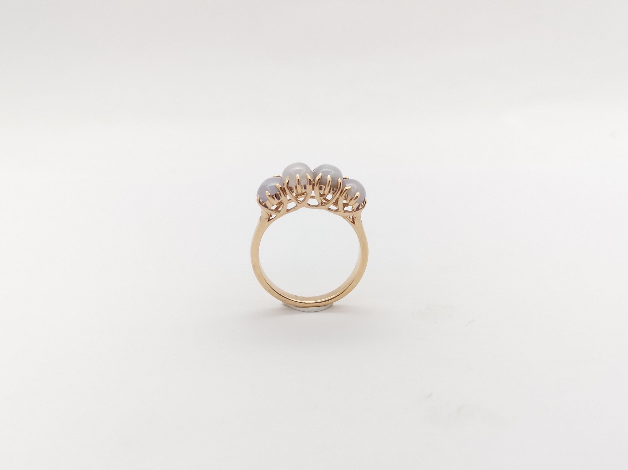 Blue Star Sapphire with Diamond Ring set in 18K Rose Gold Settings For Sale 2