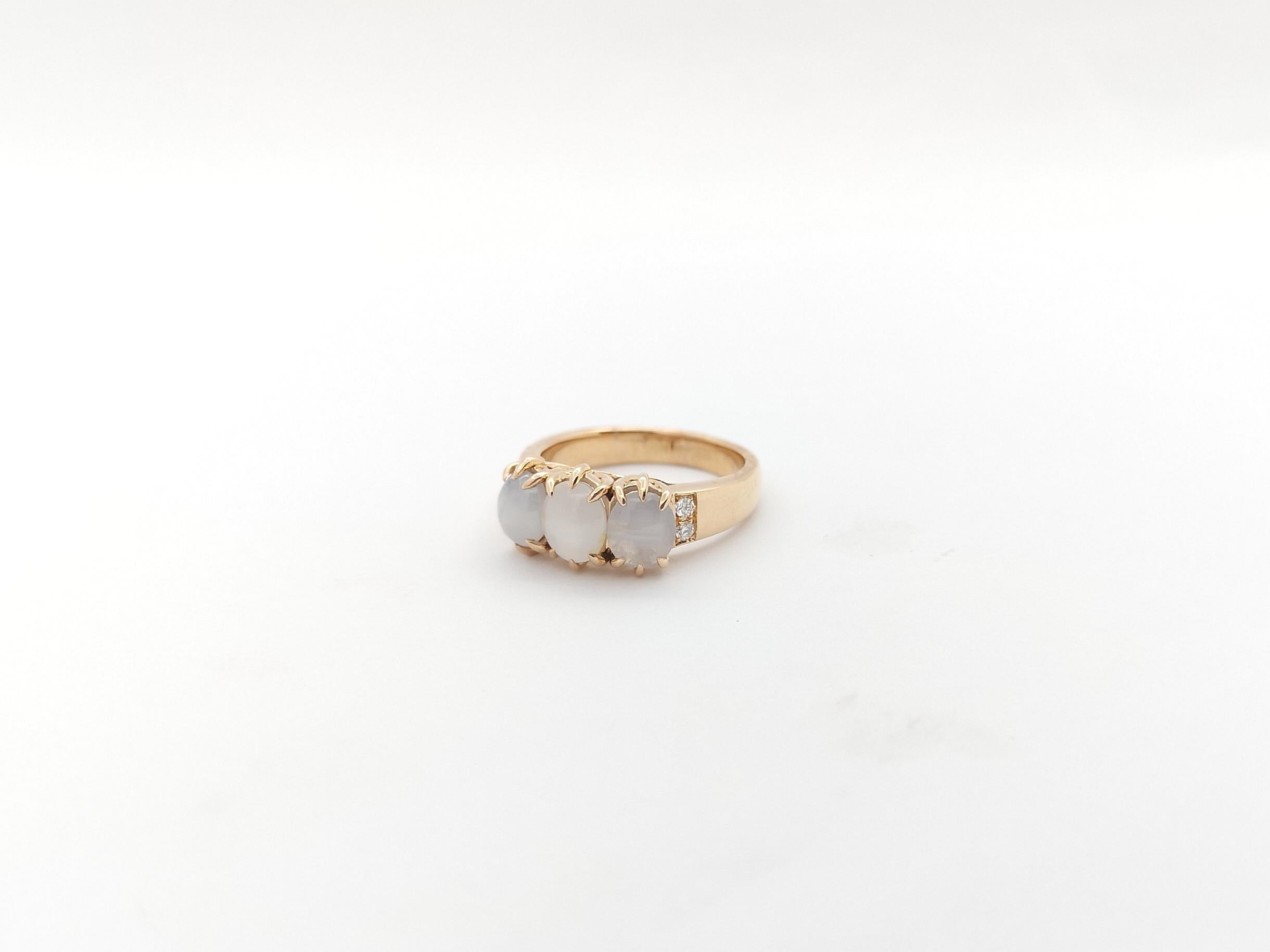Blue Star Sapphire with Diamond Ring set in 18K Rose Gold Settings For Sale 3