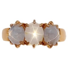 Bague étoile bleue avec diamants sertie en or rose 18 carats