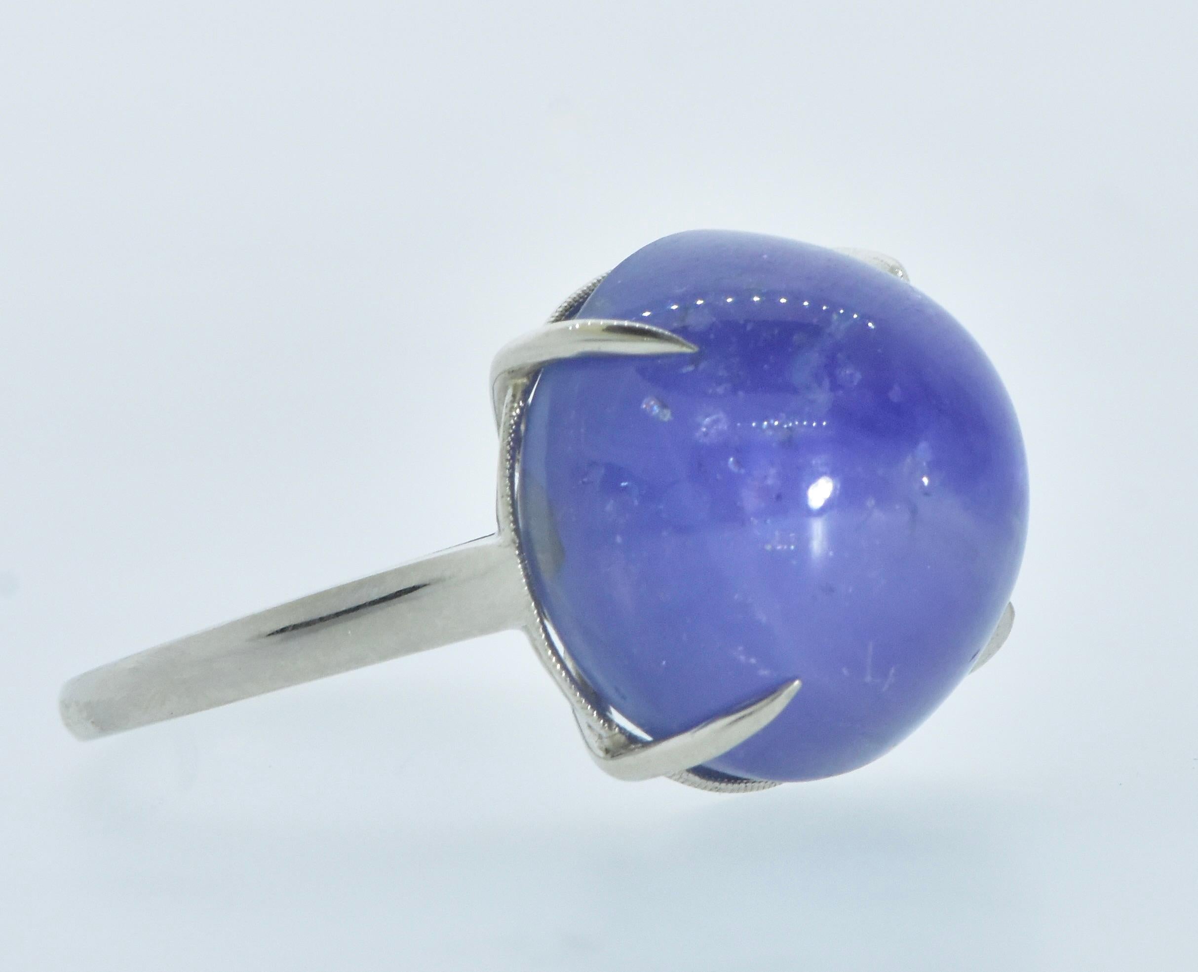 Blue Star Unheated Sapphire, 32 cts., Platinum New Ring by Pierre/Famille. For Sale 5