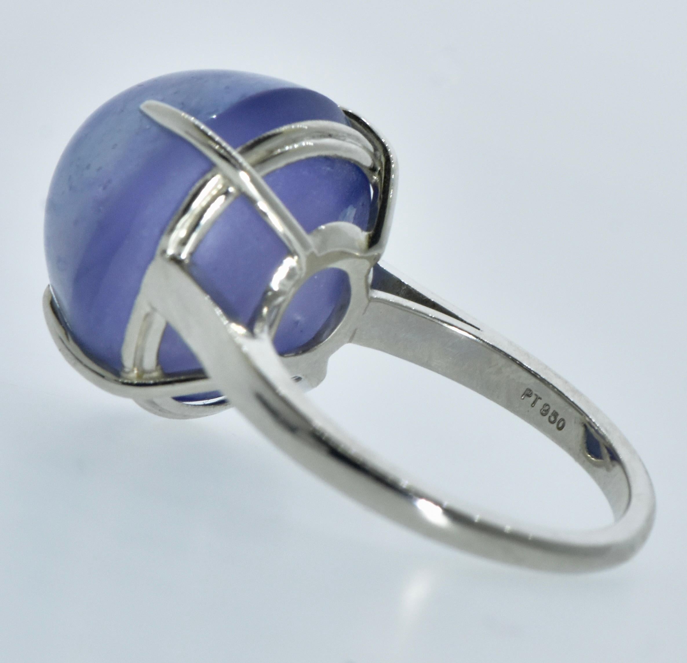 Blue Star Unheated Sapphire, 32 cts., Platinum New Ring by Pierre/Famille. For Sale 6