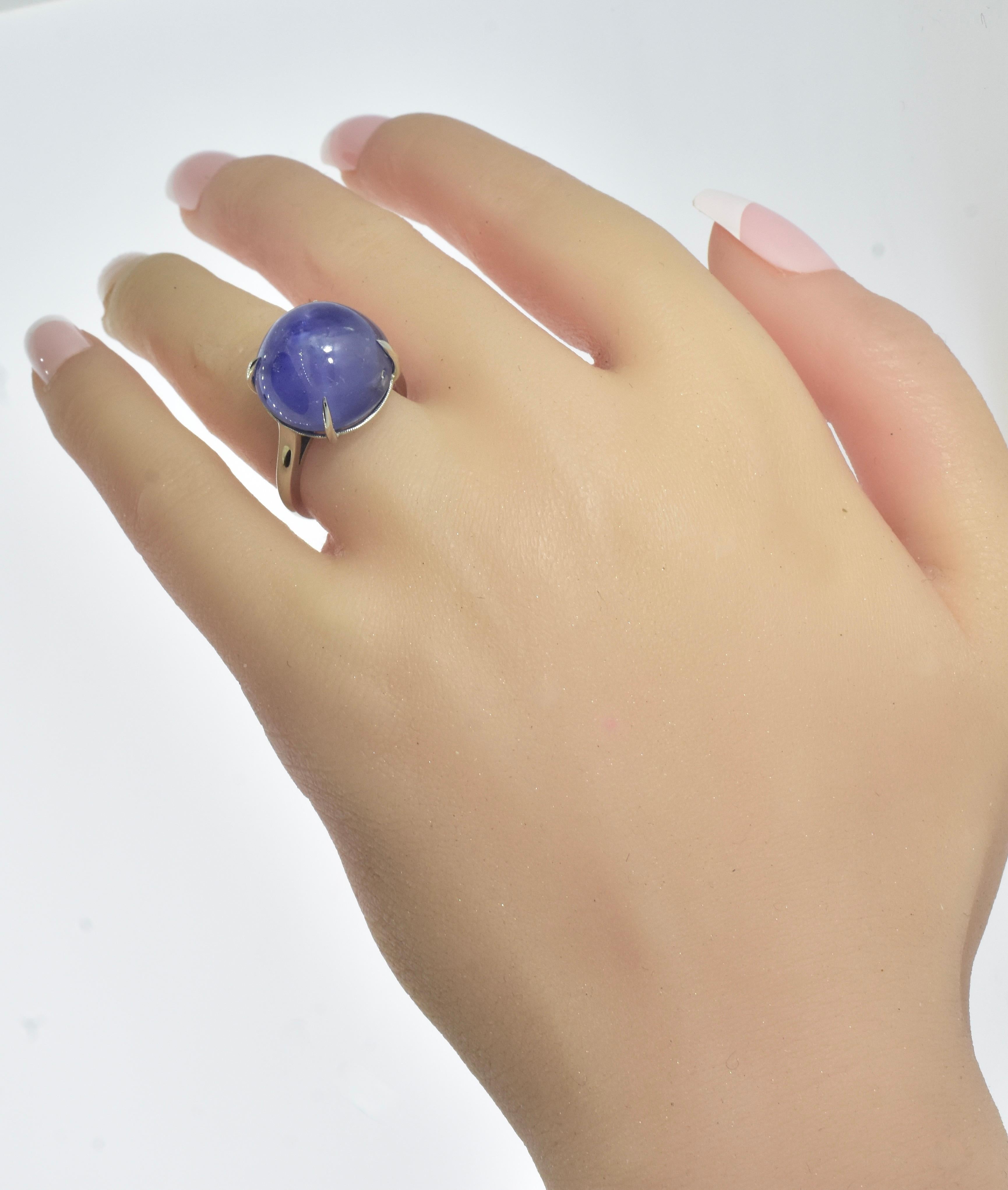 Blue Star Unheated Sapphire, 32 cts., Platinum New Ring by Pierre/Famille. In New Condition For Sale In Aspen, CO