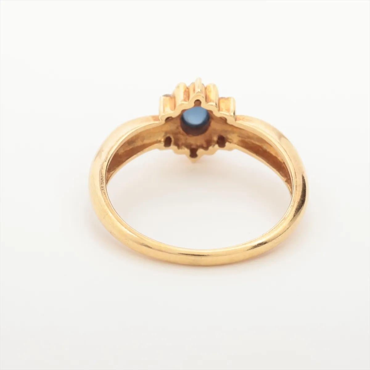 Anello in oro con diamante e pietra blu In condizioni buone in vendita a Indianapolis, IN