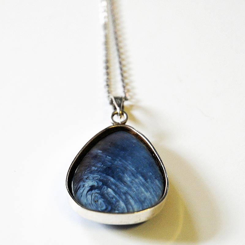 Late 20th Century Blue Stone vintage Silverpendant by Ove Nordström, Sweden, 1971