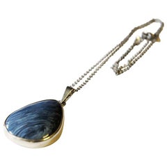 Blue Stone vintage Silverpendant by Ove Nordström, Sweden, 1971