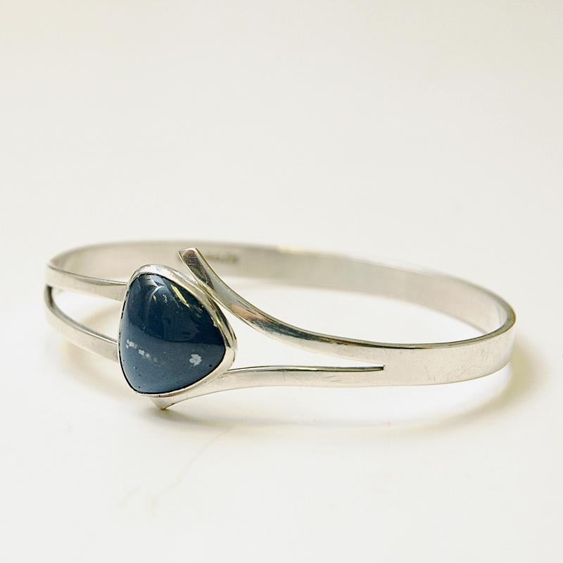 Scandinavian Modern Blue Stone Vintage Silverbracelet by Victor Jansson, Sweden, 1966 For Sale