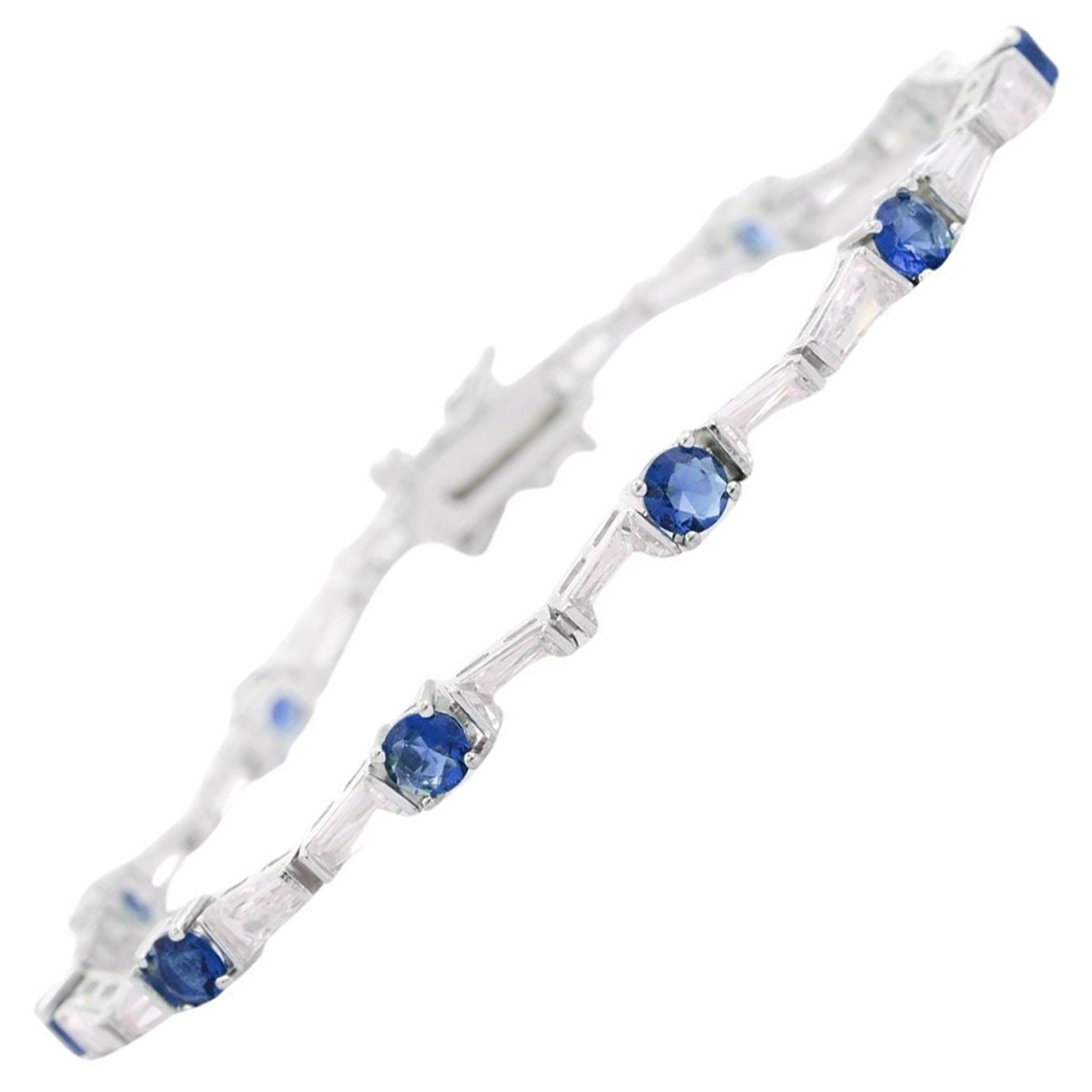 Bracelet de fiançailles tennis pour grand-mère en argent sterling 925 et zircon bleu
