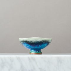 Blue Stoneware Bowl by Berndt Friberg for Gustavsberg Studio, Sweden, 1960s