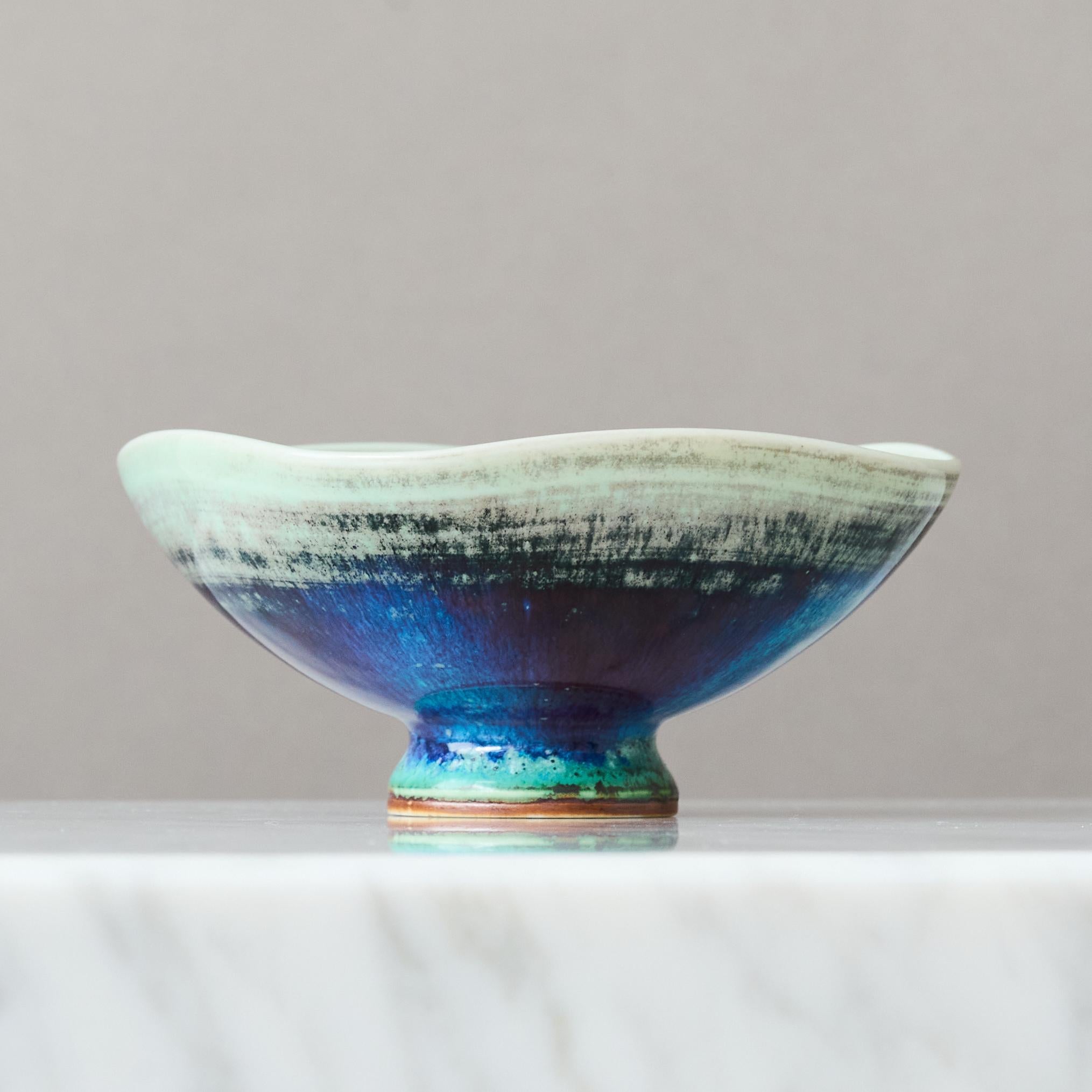 XX secolo Ciotola in gres blu di Berndt Friberg per Gustavsberg Studio, Svezia, anni '60 in vendita