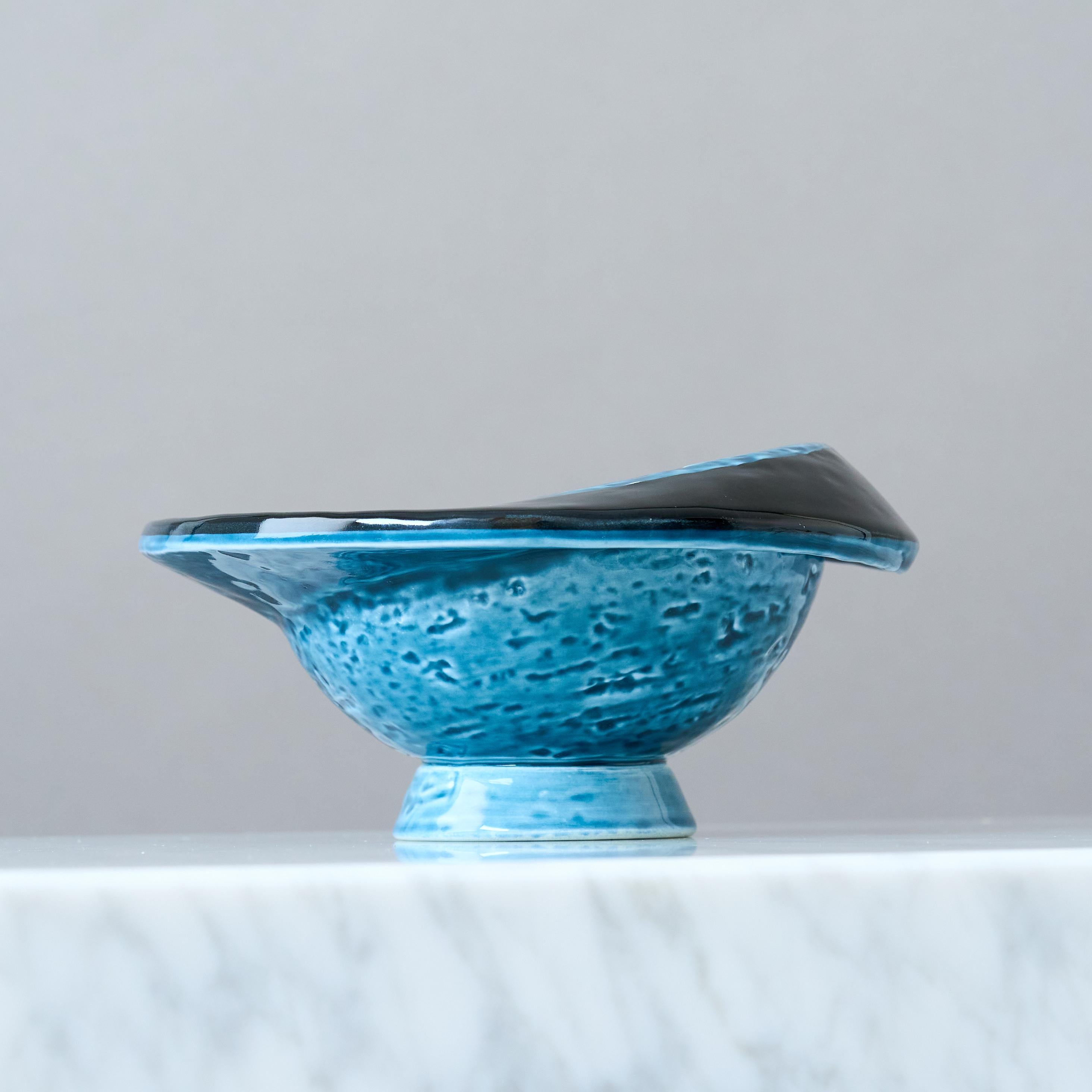 Schale aus blauem Steingut von Vilhelm Bjerke Petersen für Rorstrand, Schweden, 1950er Jahre. im Angebot 2