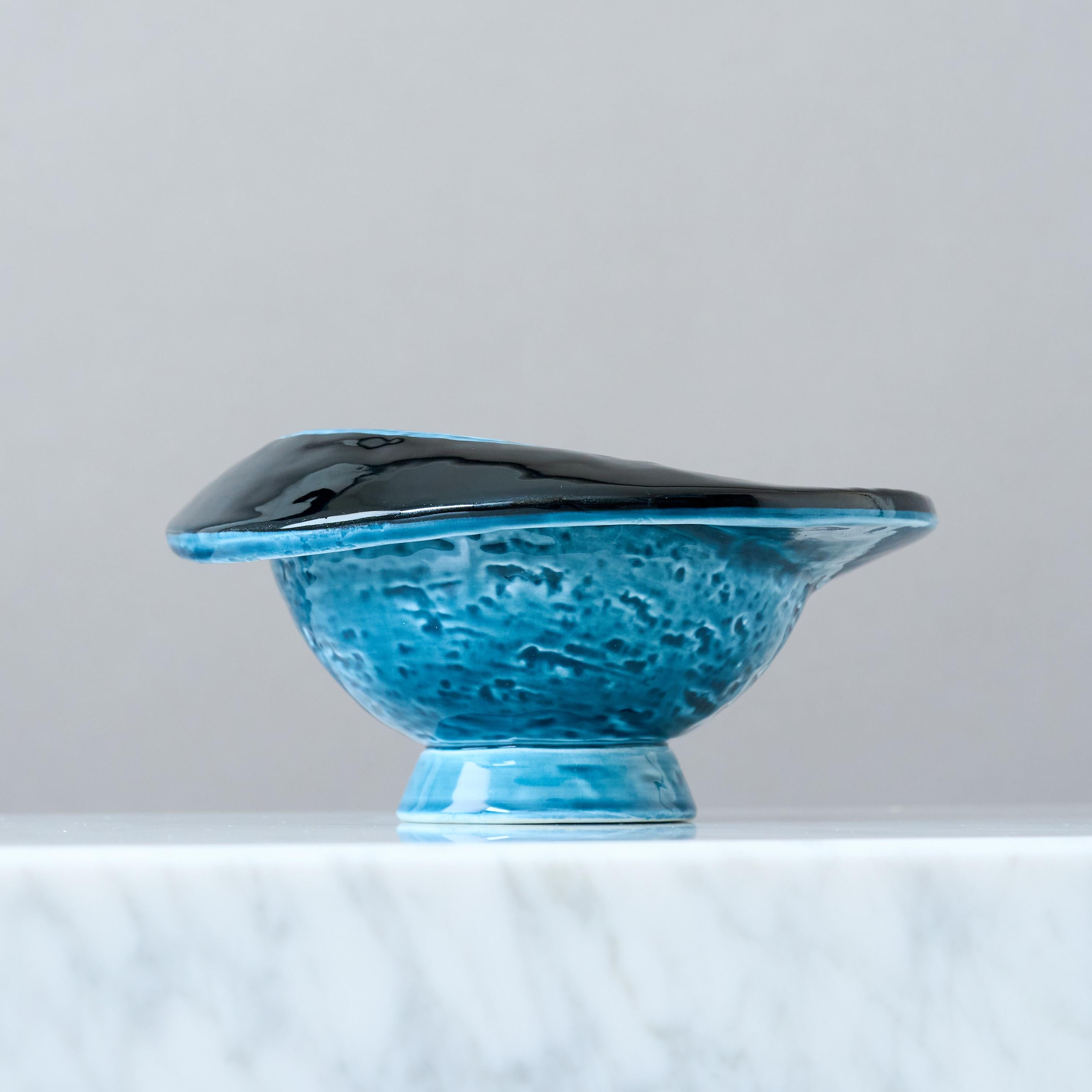 Schale aus blauem Steingut von Vilhelm Bjerke Petersen für Rorstrand, Schweden, 1950er Jahre. im Angebot 3