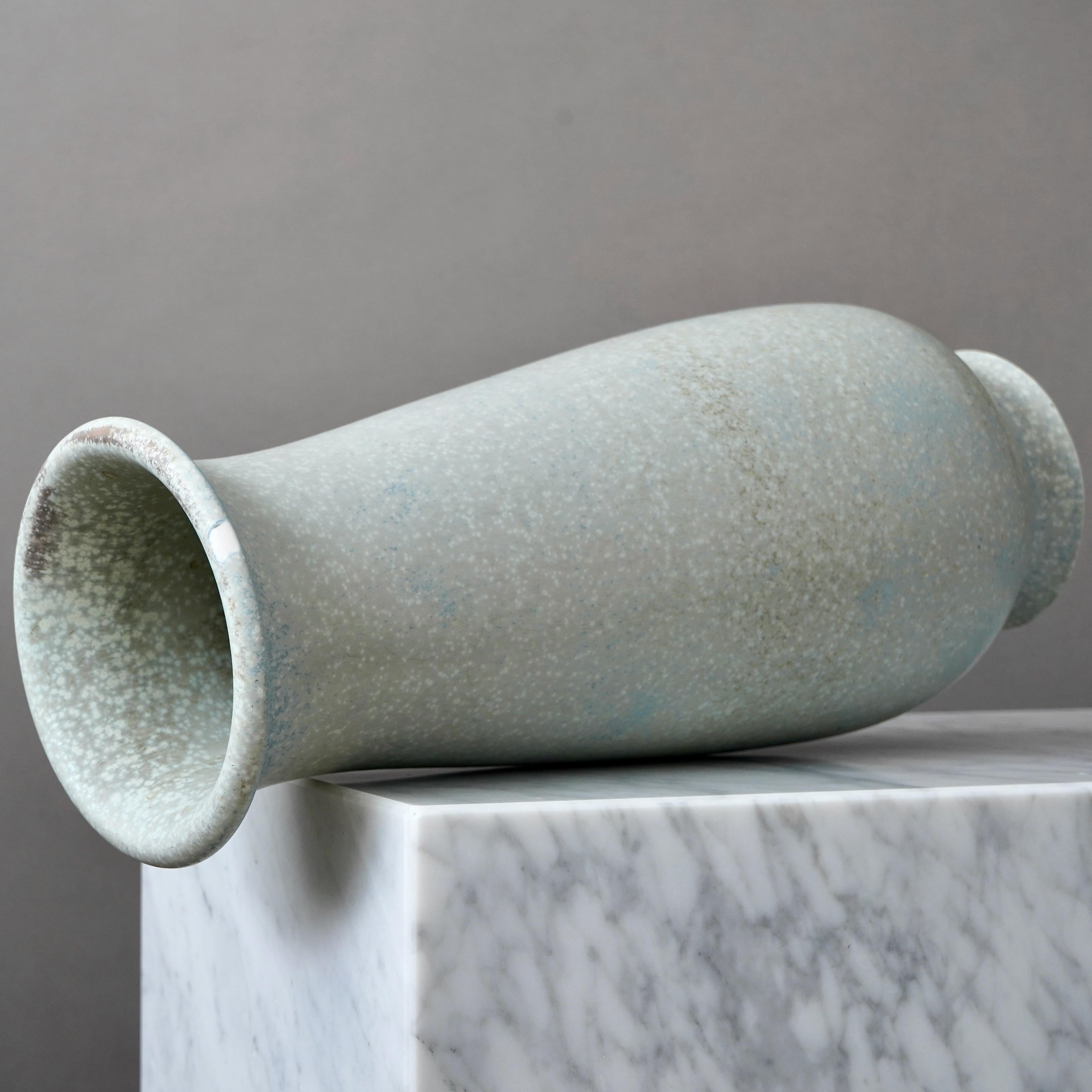 Blaue Bodenvase aus Steingut von Gunnar Nylund für Rorstrand, Schweden, 1940er Jahre im Angebot 3