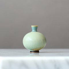 Blue Stoneware Miniature Vase by Berndt Friberg. Gustavsberg Studio Sweden 1960s