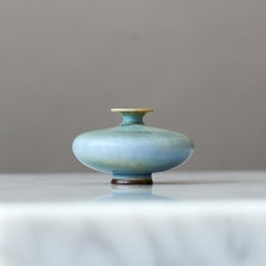 Blue Stoneware Miniature Vase by Berndt Friberg. Gustavsberg Studio Sweden 1960s