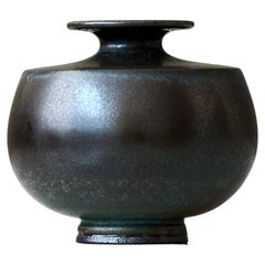 Blue Stoneware Miniature Vase by Berndt Friberg. Gustavsberg Studio Sweden 1960s
