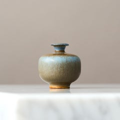 Blue Stoneware Miniature Vase by Berndt Friberg. Gustavsberg Studio, Sweden 1964