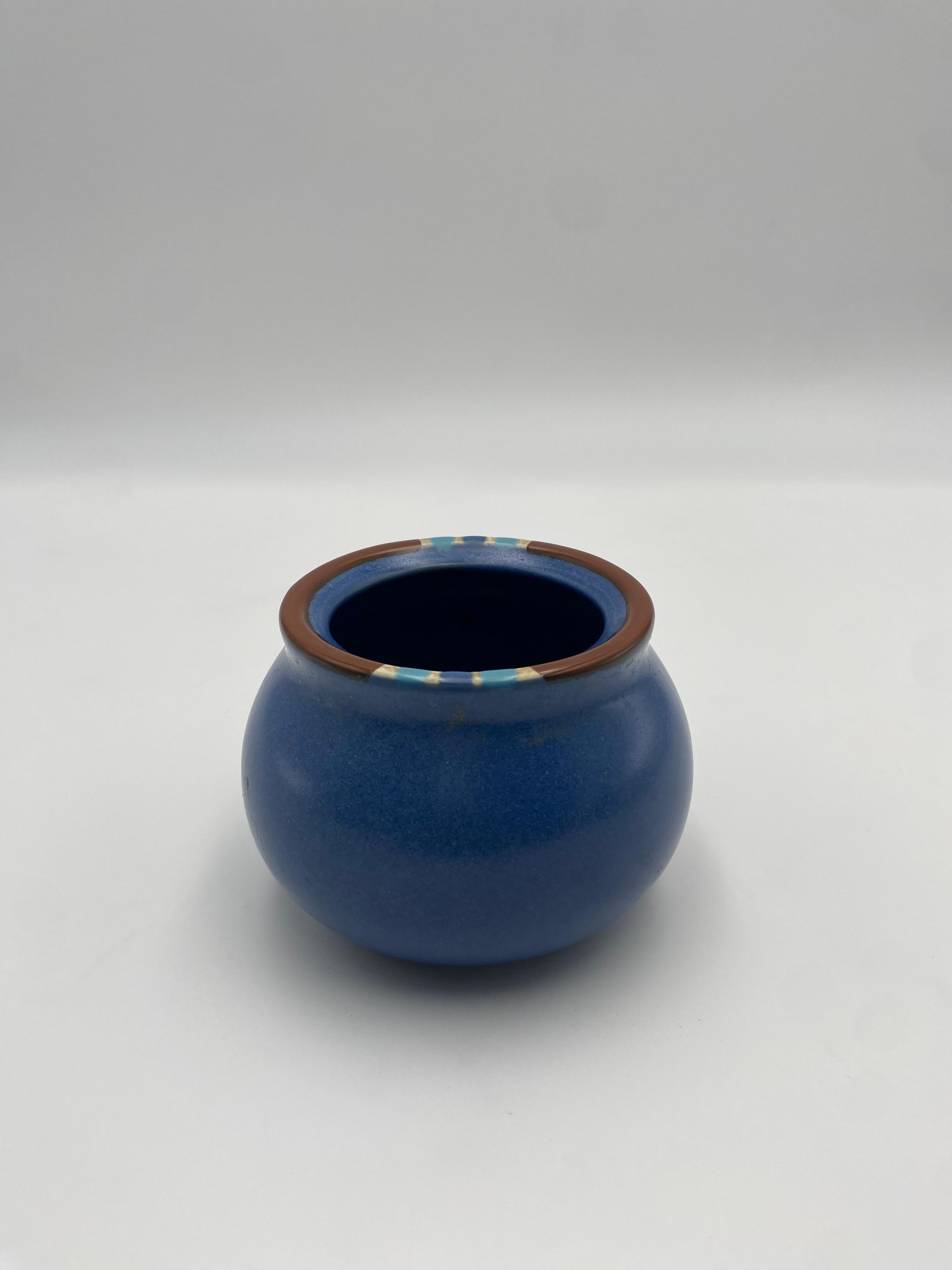 Modern Blue Stoneware Open Bowl By Dansk  For Sale