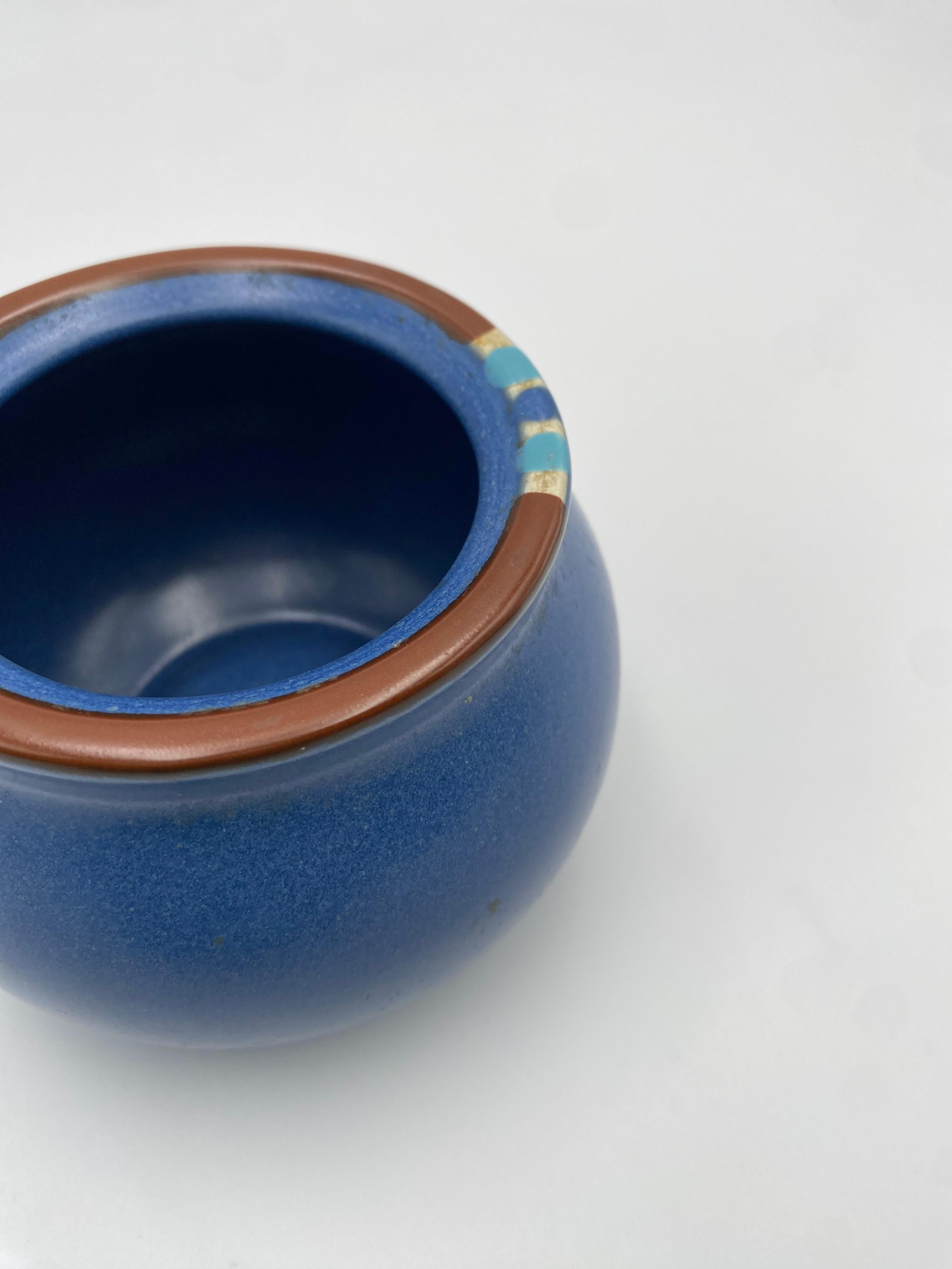 Japanese Blue Stoneware Open Bowl By Dansk  For Sale