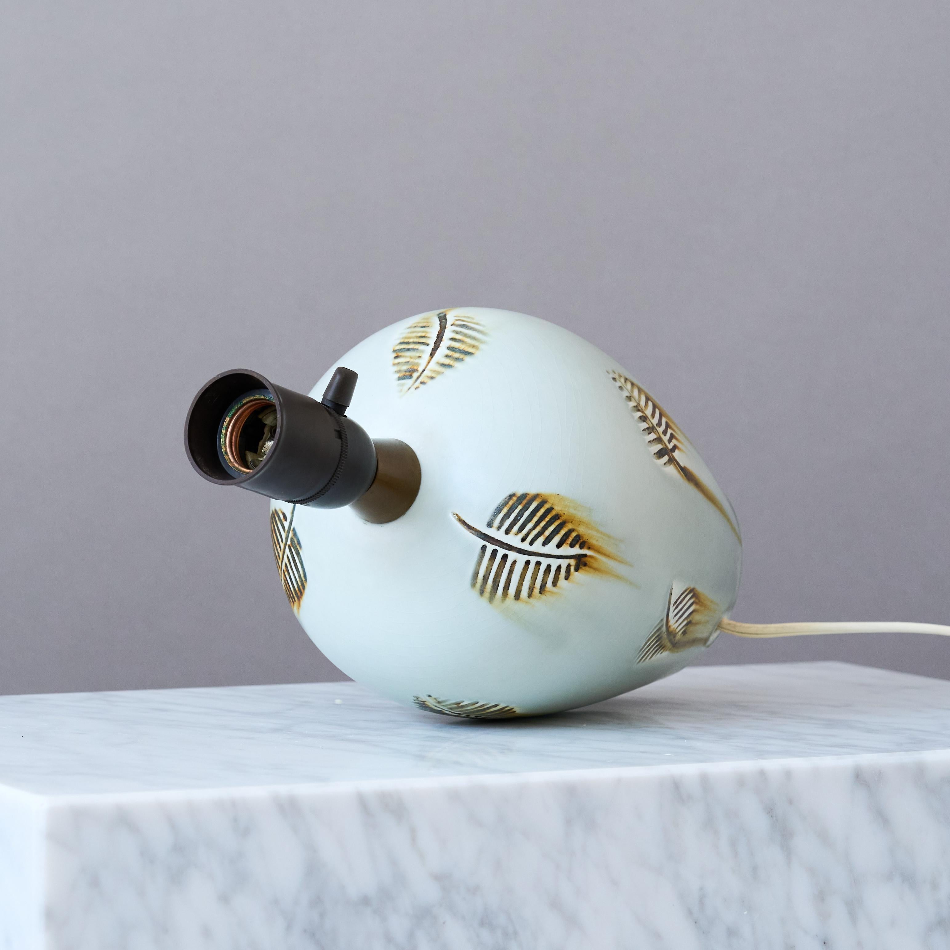 Glazed Blue Stoneware Table Lamp by Gertrud Lönegren. Rörstrand, Sweden, 1930s For Sale