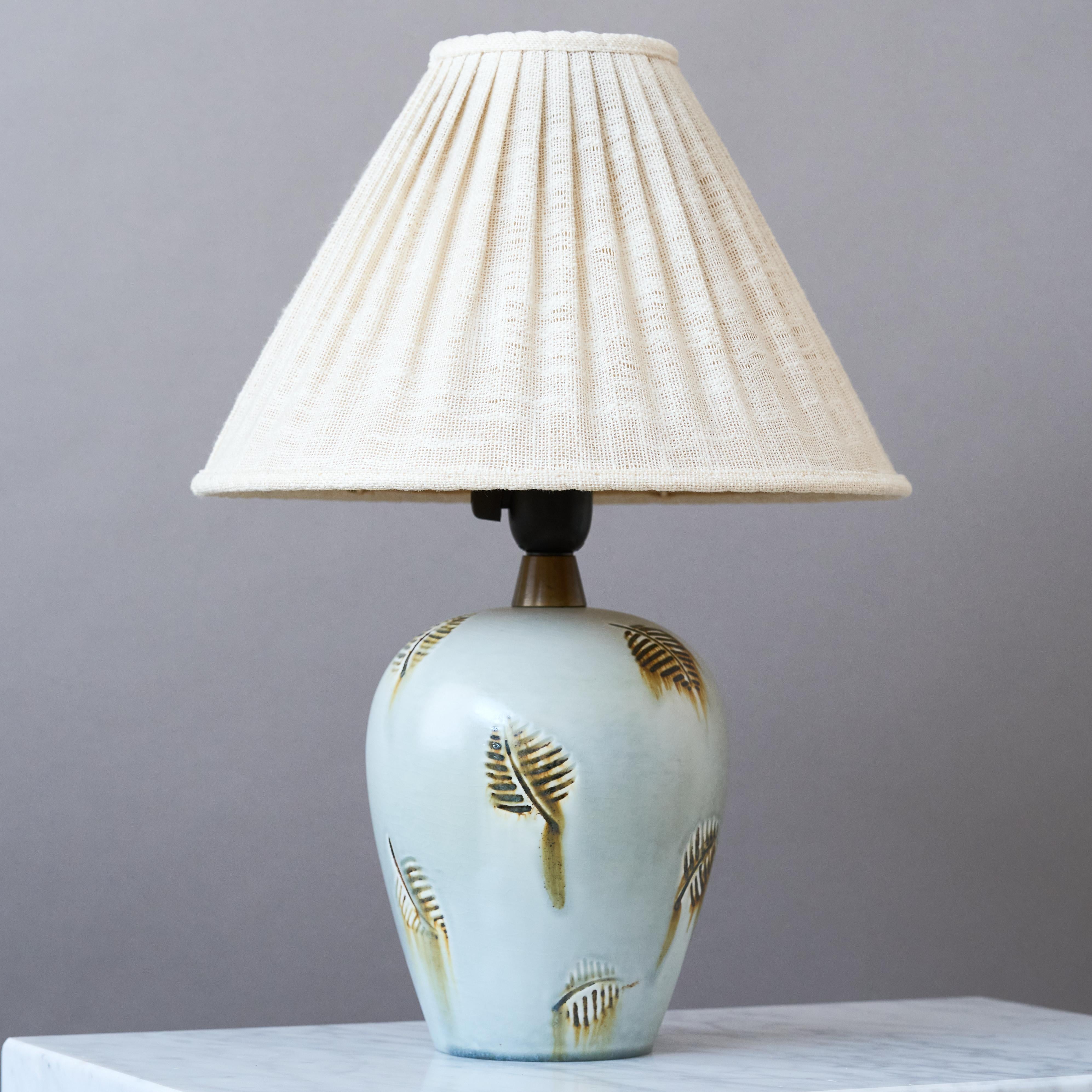 Blue Stoneware Table Lamp by Gertrud Lönegren. Rörstrand, Sweden, 1930s In Good Condition For Sale In Malmö, SE