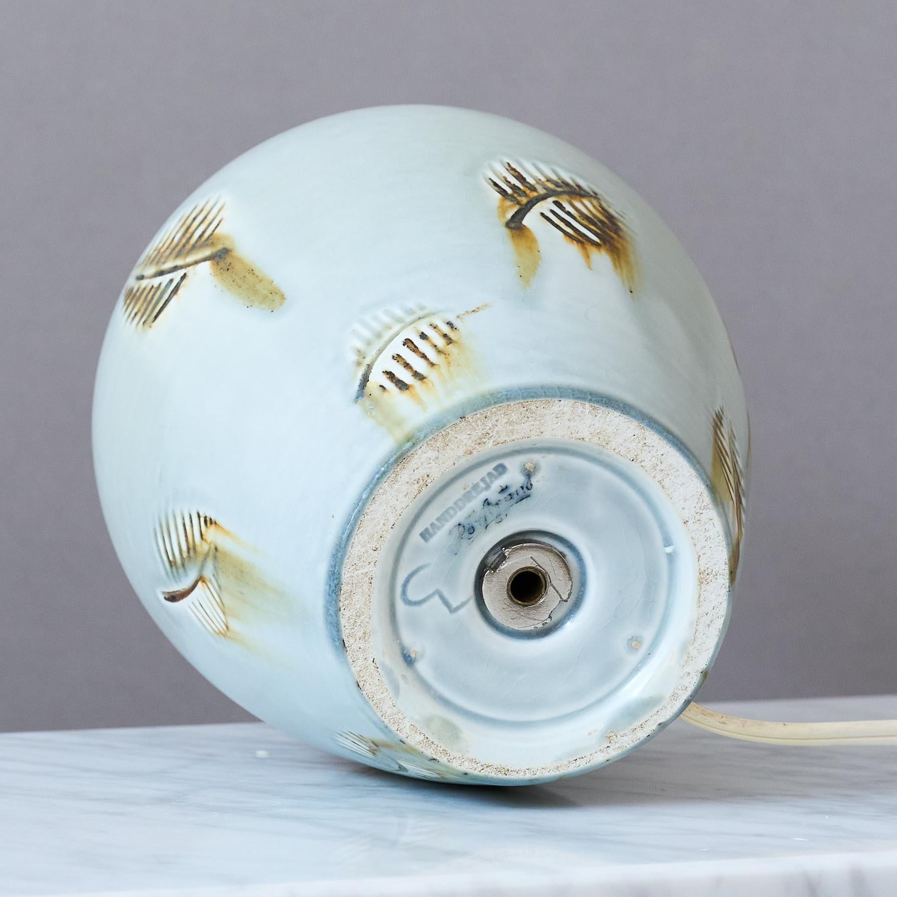 Blue Stoneware Table Lamp by Gertrud Lönegren. Rörstrand, Sweden, 1930s For Sale 1