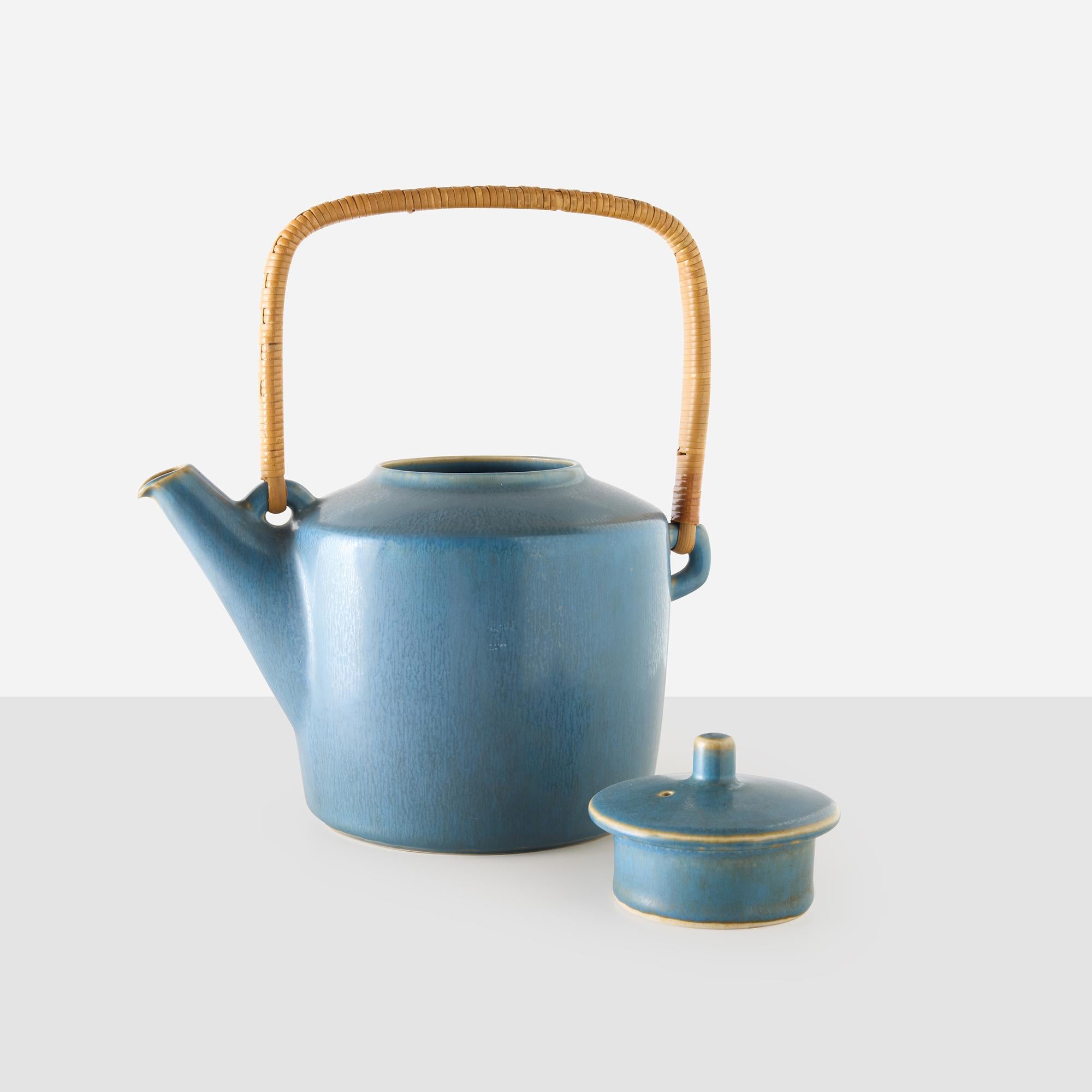Blue Stoneware Teapot by Palshus For Sale 4