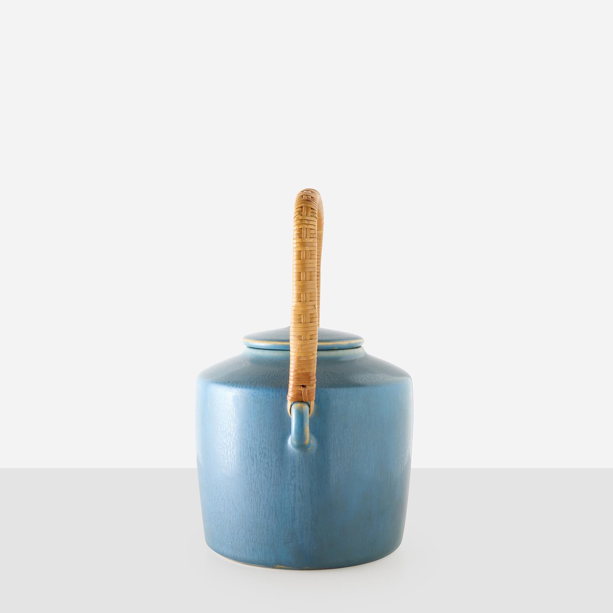 Blue Stoneware Teapot by Palshus In Good Condition For Sale In San Francisco, CA