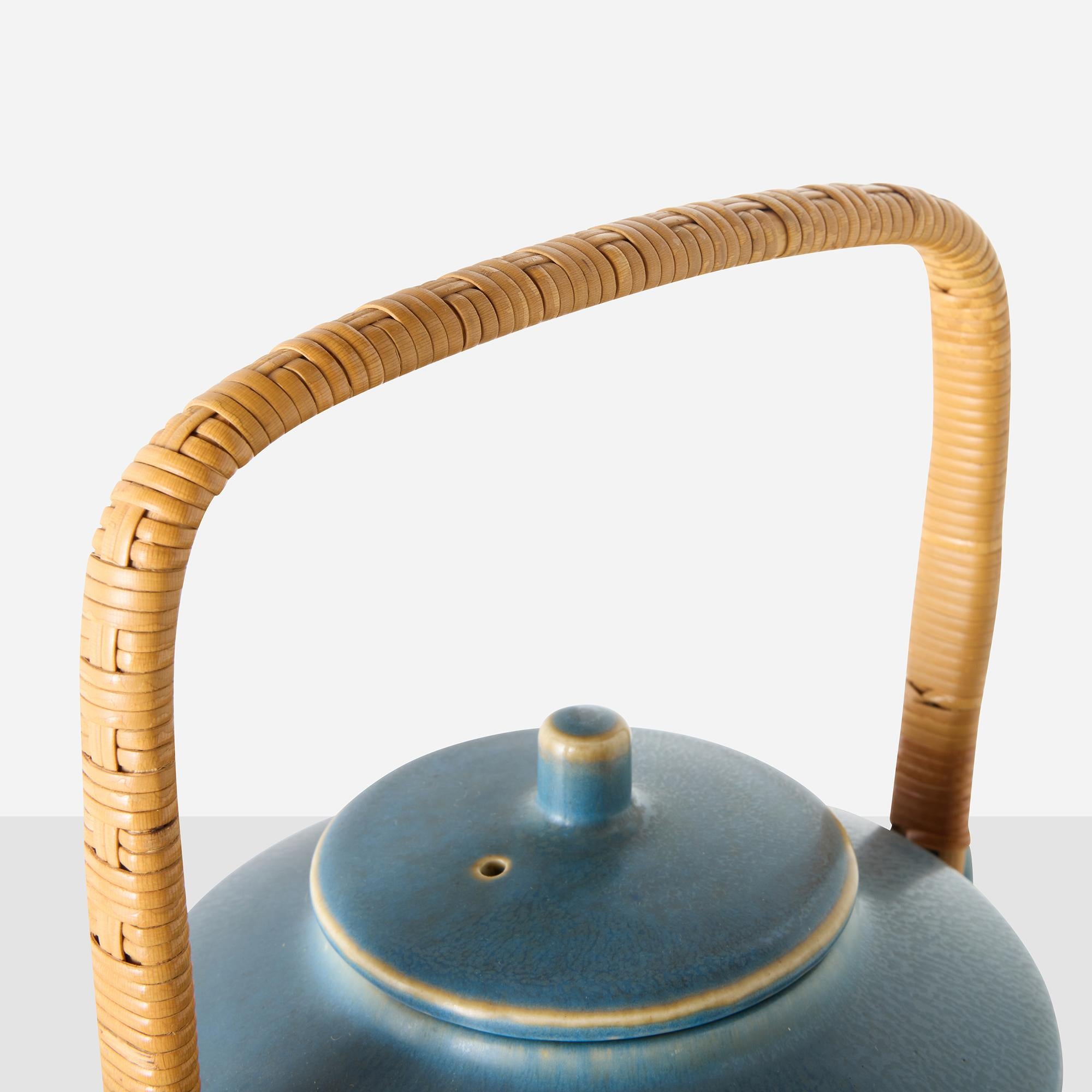 Blue Stoneware Teapot by Palshus For Sale 1